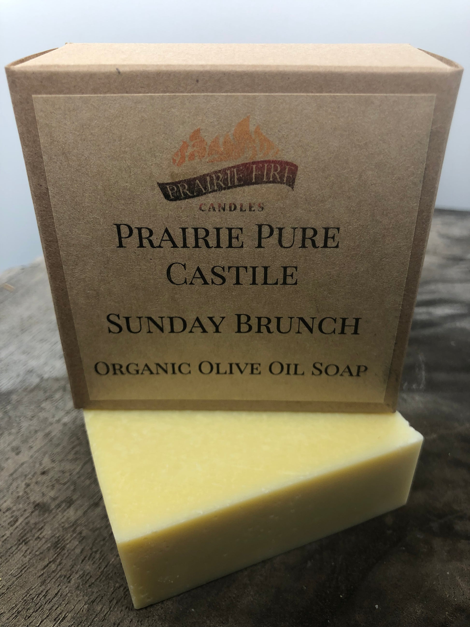 Sunday Brunch Real Castile Organic Olive Oil Soap for Sensitive Skin - Dye Free - 100% Certified Organic Extra Virgin Olive Oil - Prairie Fire Candles