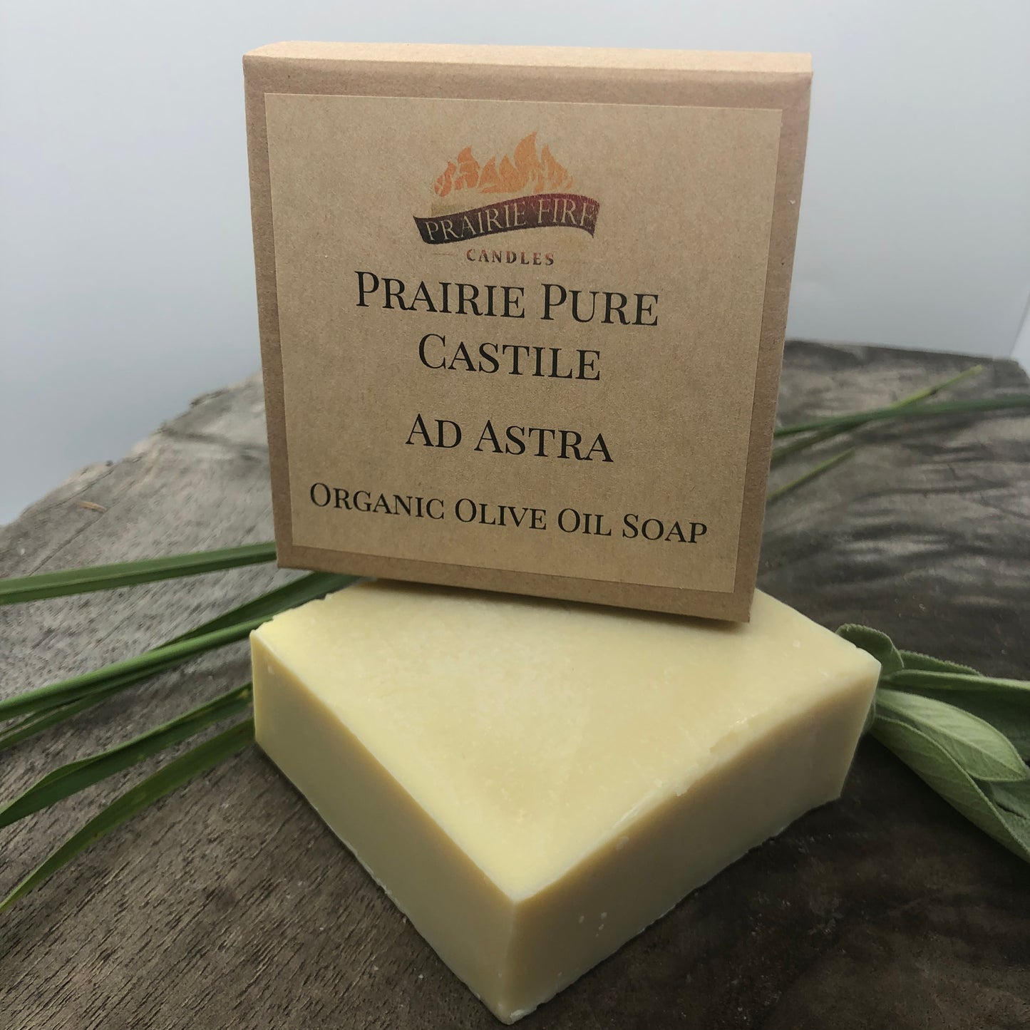 Ad Astra Real Castile Organic Olive Oil Soap for Sensitive Skin - Dye Free - 100% Certified Organic Extra Virgin Olive Oil - Prairie Fire Candles