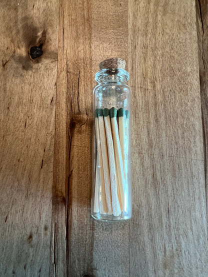 Apothecary Jar Wooden Matches (No Logo on Jar) | Matchstick Jar | Honeycomb Strike On Bottle | Glass Vial | 21 Matches | Responsibly Managed Forest - Prairie Fire Candles