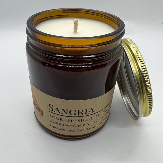 Sangria Soy Wax Candle | 9 oz Amber Apothecary Jar - Prairie Fire Candles & Lavender