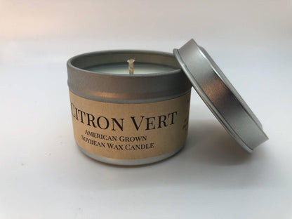 Citron Vert Soy Wax Candle | 2 oz Travel Tin - Prairie Fire Candles