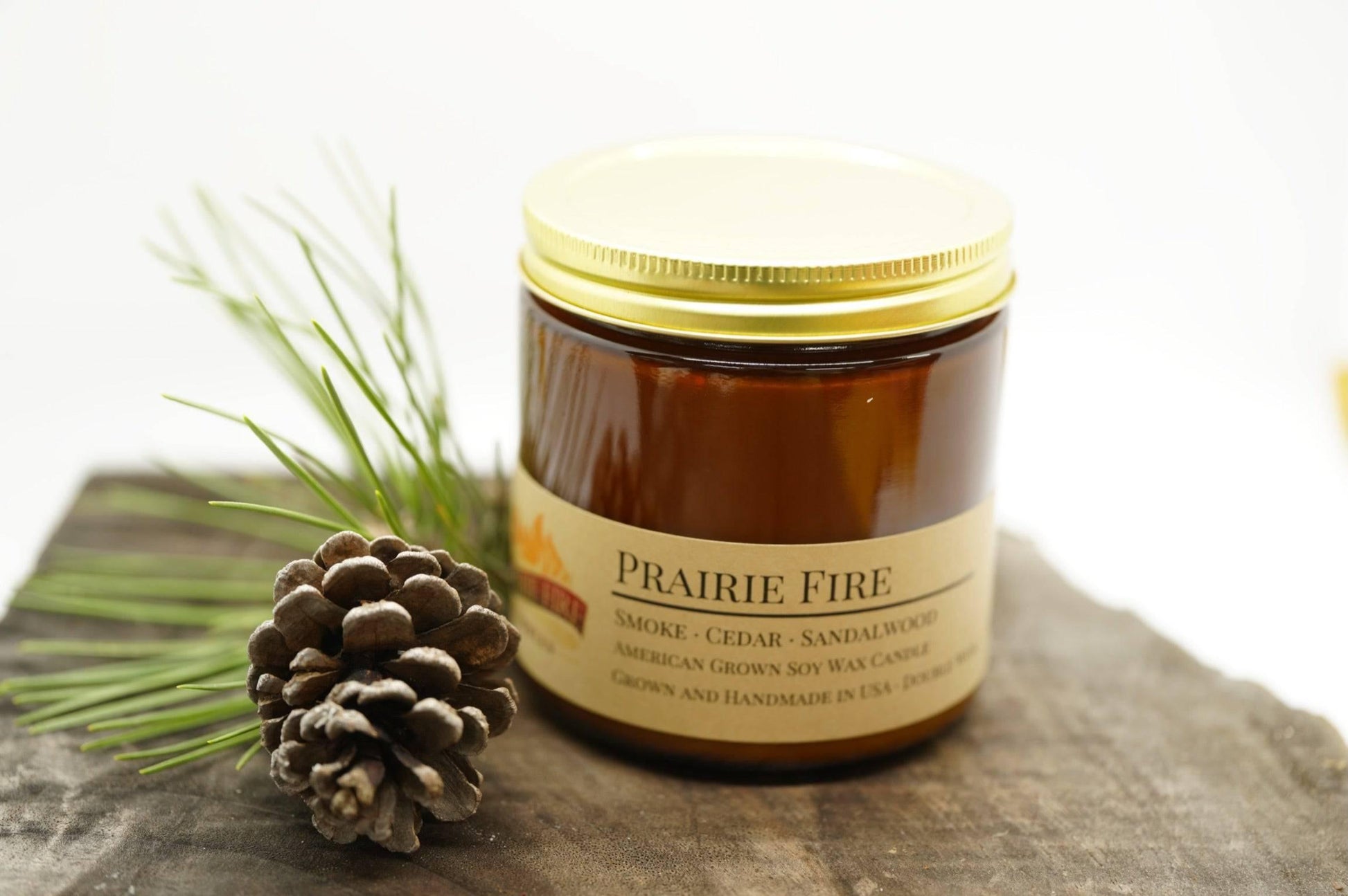 Prairie Fire Soy Wax Candle | 16 oz Double Wick Amber Apothecary Jar - Prairie Fire Candles