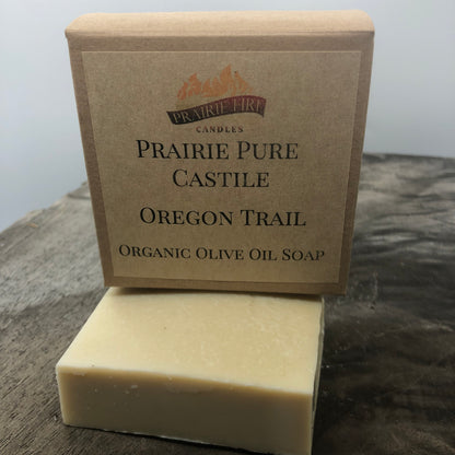 Oregon Trail Real Castile Organic Olive Oil Soap for Sensitive Skin - Dye Free - 100% Certified Organic Extra Virgin Olive Oil - Prairie Fire Candles