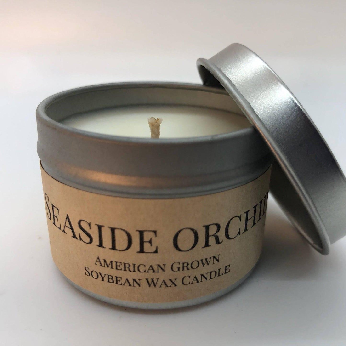 Seaside Orchid Soy Wax Candle | 2 oz Travel Tin - Prairie Fire Candles