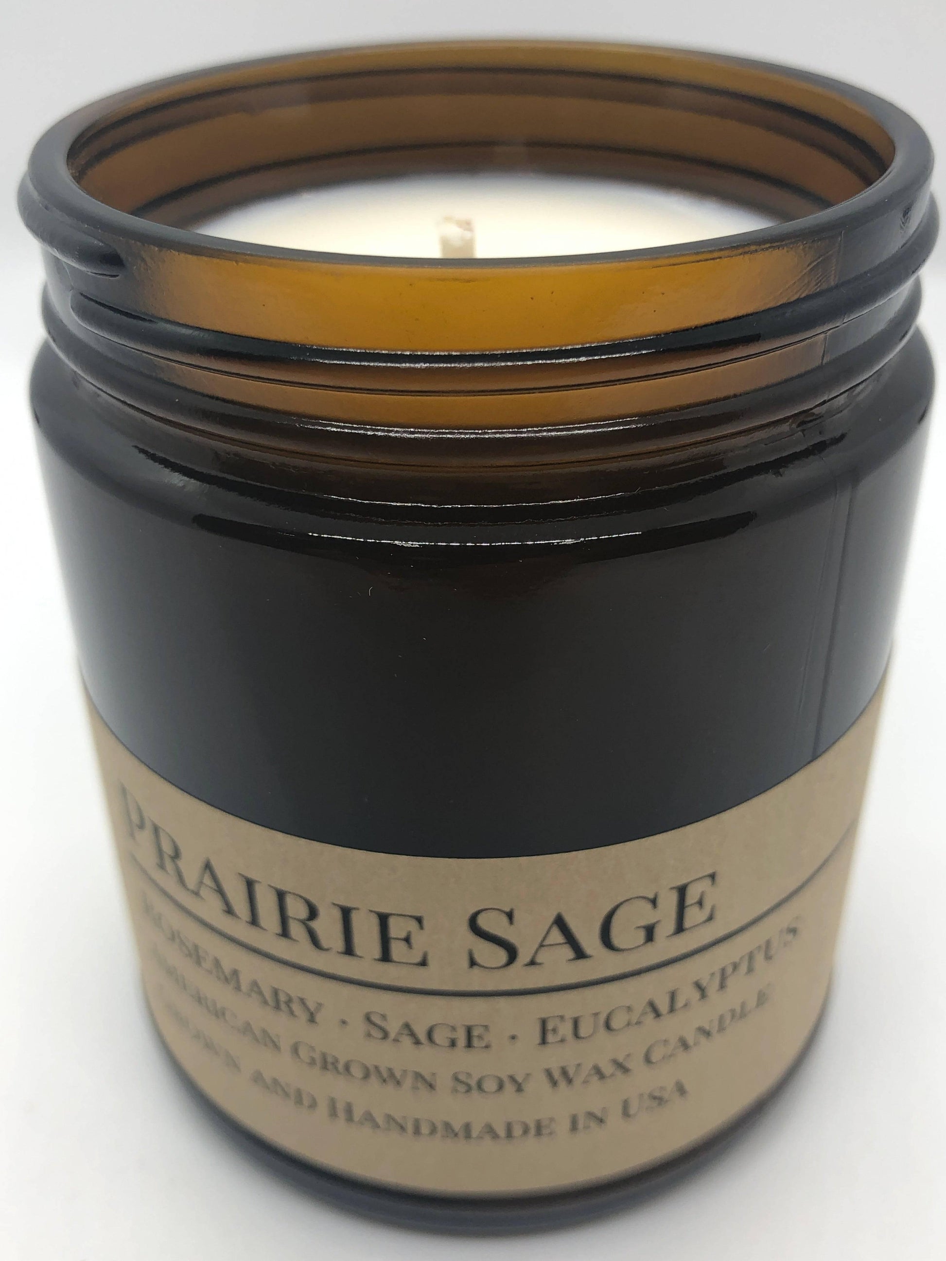 Prairie Sage Soy Wax Candle | 9 oz Amber Apothecary Jar - Prairie Fire Candles