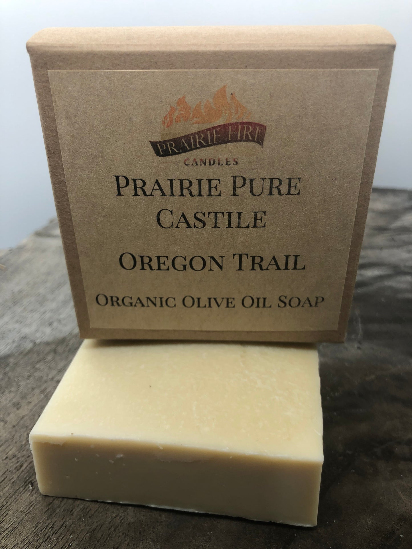 Oregon Trail Real Castile Organic Olive Oil Soap for Sensitive Skin - Dye Free - 100% Certified Organic Extra Virgin Olive Oil - Prairie Fire Candles