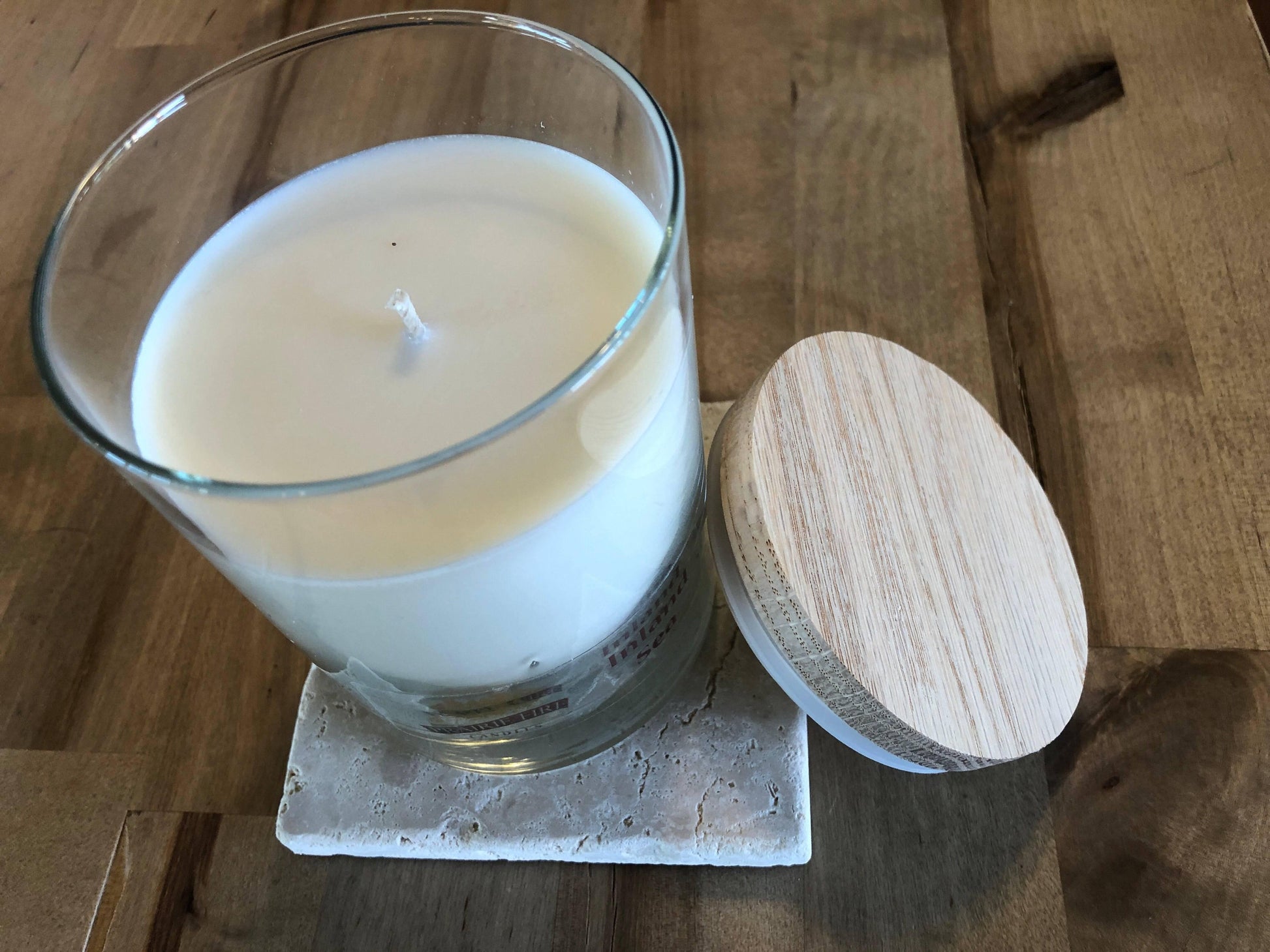 Travertine Marble Candle Coaster - Surface Protector - Prairie Fire Candles