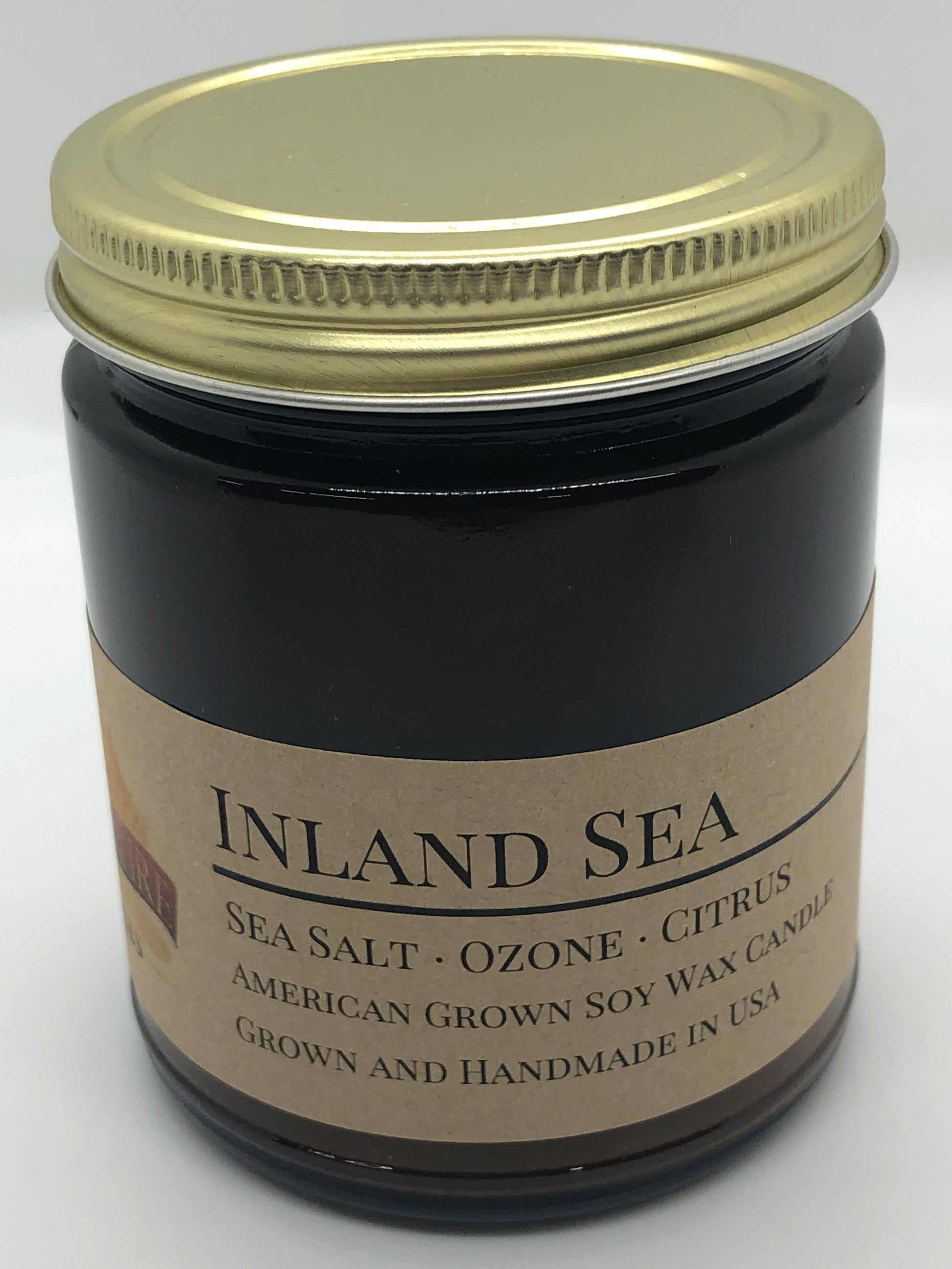 Inland Sea Soy Wax Candle | 9 oz Amber Apothecary Jar - Prairie Fire Candles