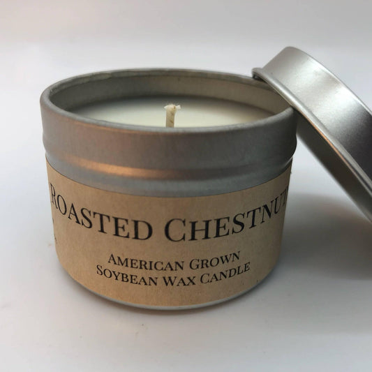 Roasted Chestnut Soy Wax Candle | 2 oz Travel Tin - Prairie Fire Candles