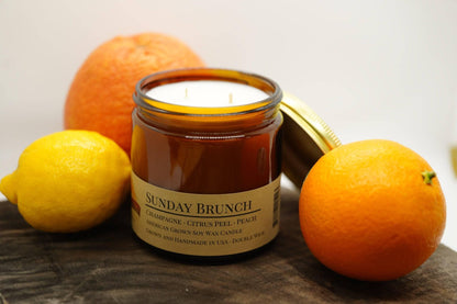 Sunday Brunch Soy Wax Candle | 16 oz Double Wick Amber Apothecary Jar - Prairie Fire Candles