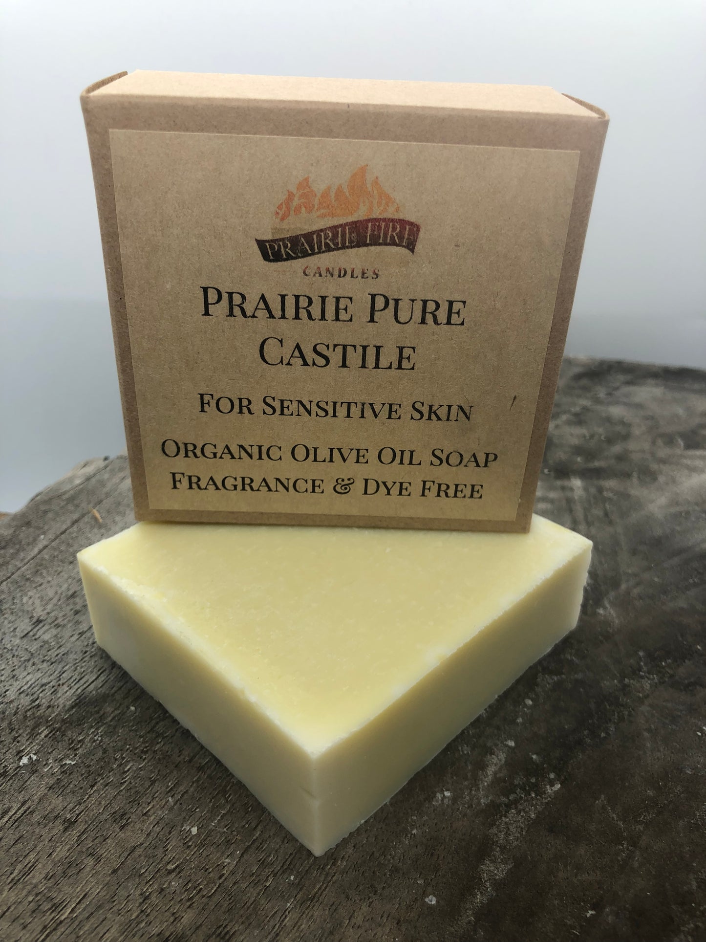 Pure Real  Castile Organic Olive Oil Soap for Sensitive Skin - Fragrance Free and Dye Free - 100% Certified Organic Extra Virgin Olive Oil - Prairie Fire Candles