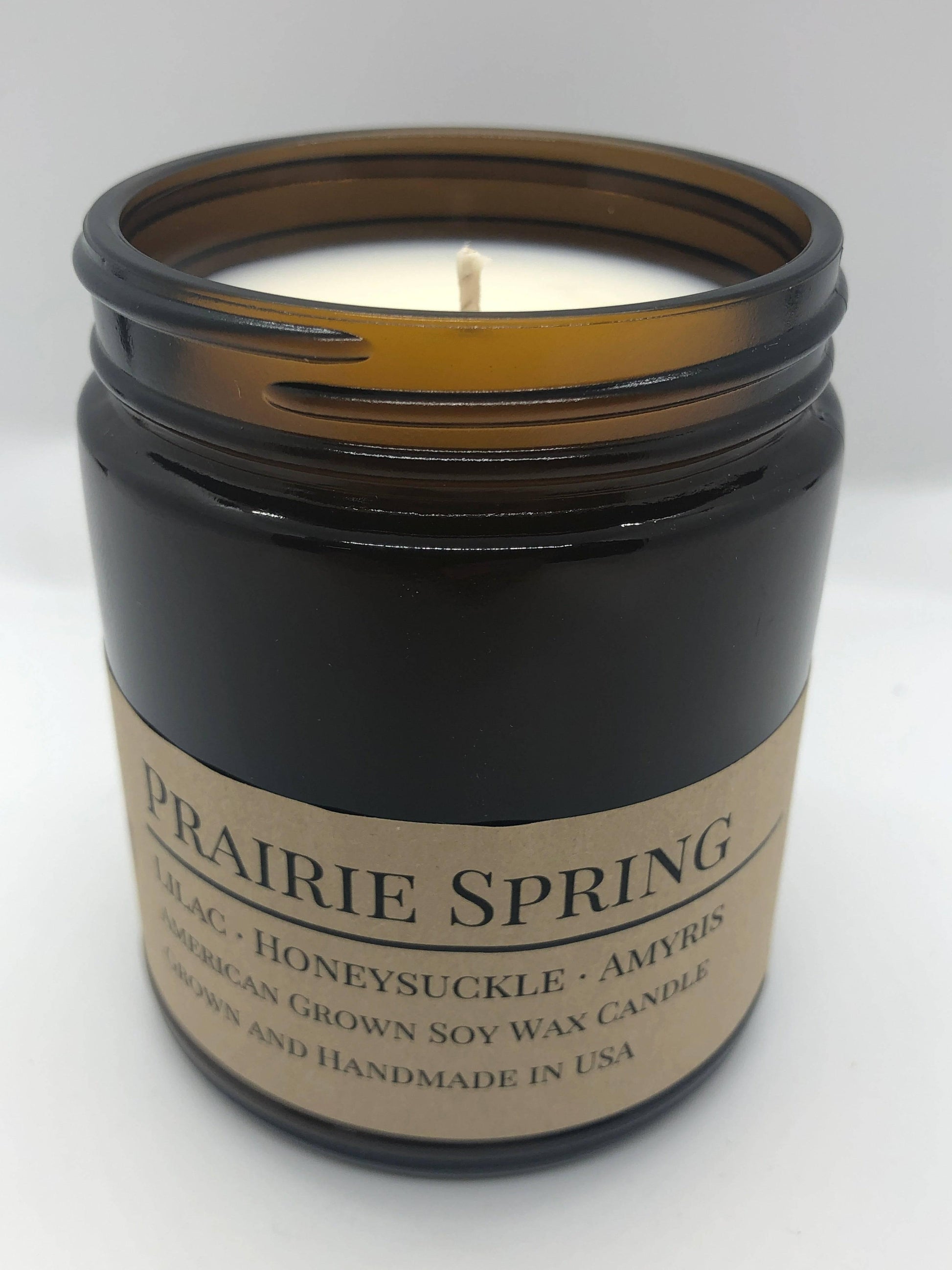 Prairie Spring Soy Wax Candle | 9 oz Amber Apothecary Jar - Prairie Fire Candles