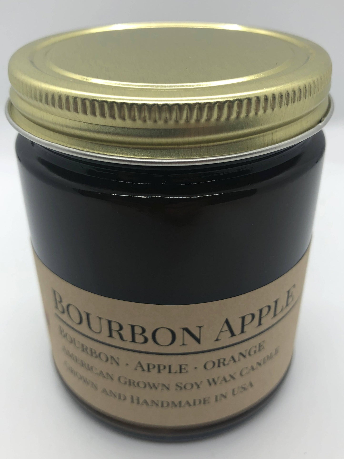 Bourbon Apple Soy Wax Candle | 9 oz Amber Apothecary Jar - Prairie Fire Candles