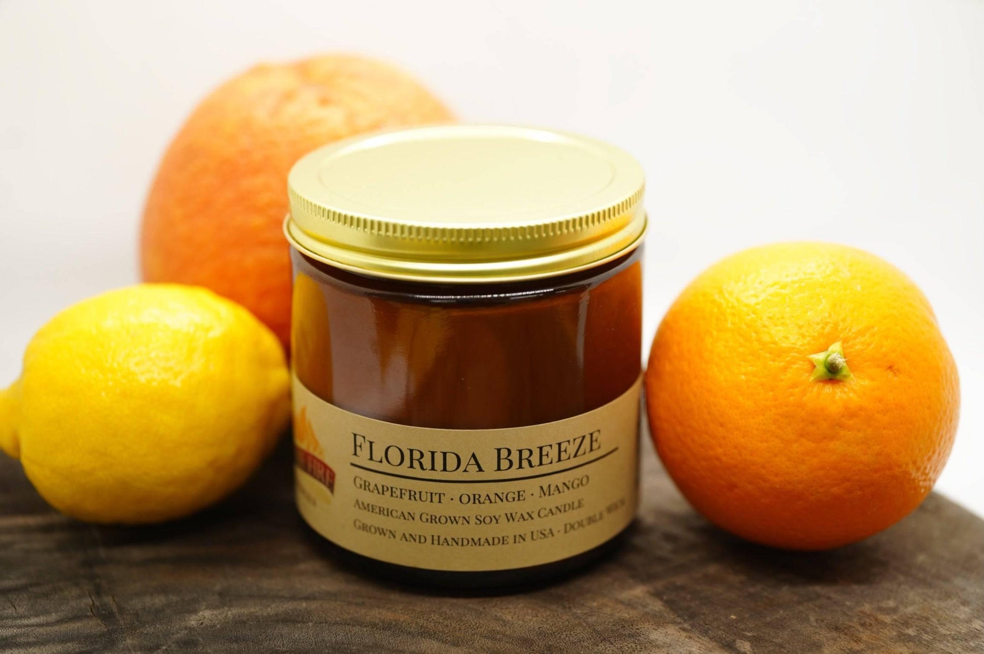 Florida Breeze Soy Wax Candle | 16 oz Double Wick Amber Apothecary Jar - Prairie Fire Candles