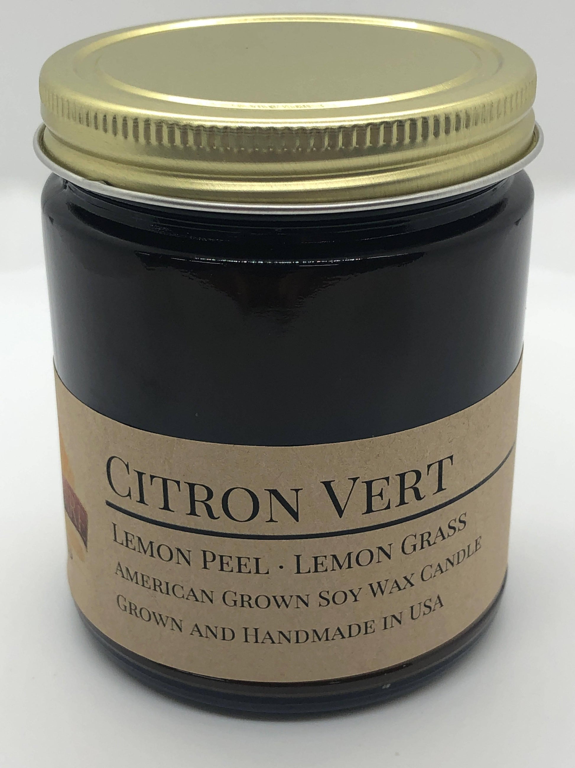 Citron Vert Soy Wax Candle | 9 oz Amber Apothecary Jar - Prairie Fire Candles
