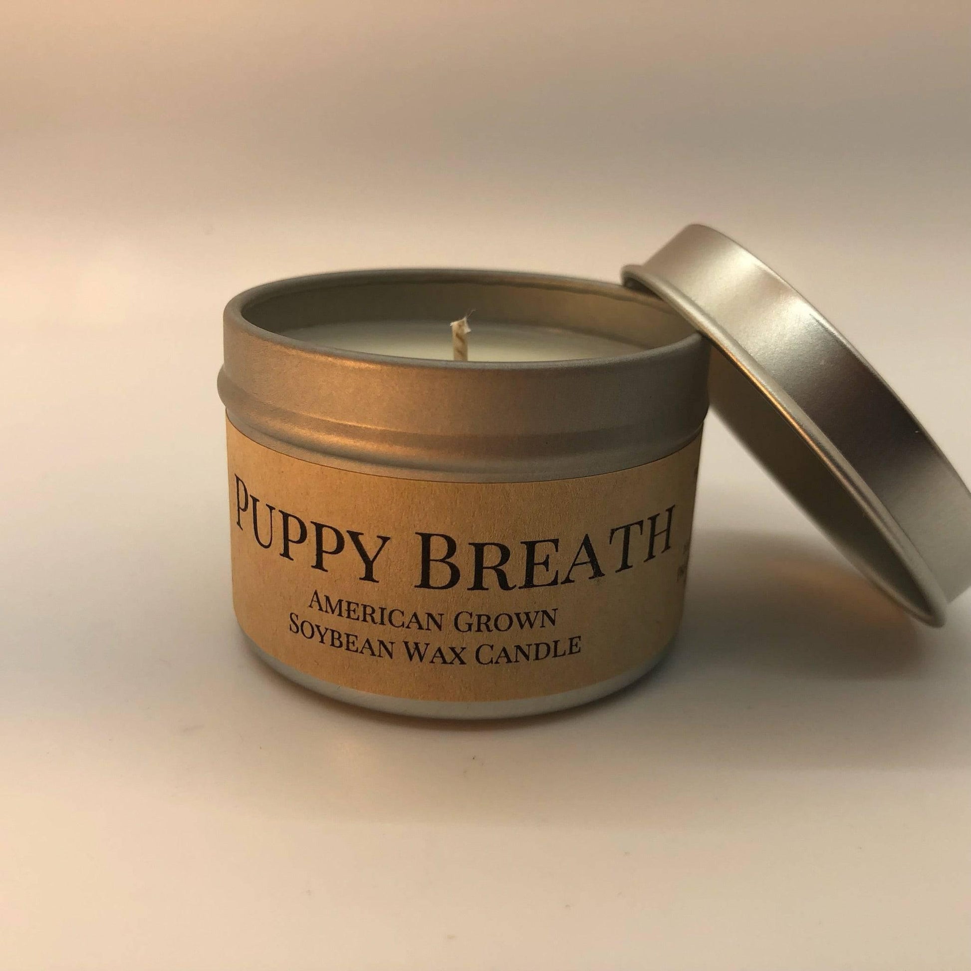 Puppy Breath Soy Wax Candle | 2 oz Travel Tin - Prairie Fire Candles