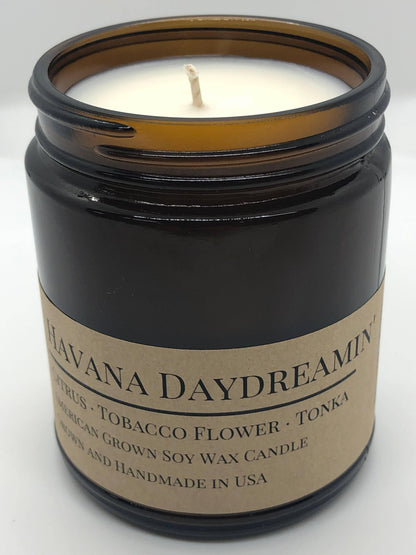 Havana Daydreamin' Soy Wax Candle | 9 oz Amber Apothecary Jar - Prairie Fire Candles