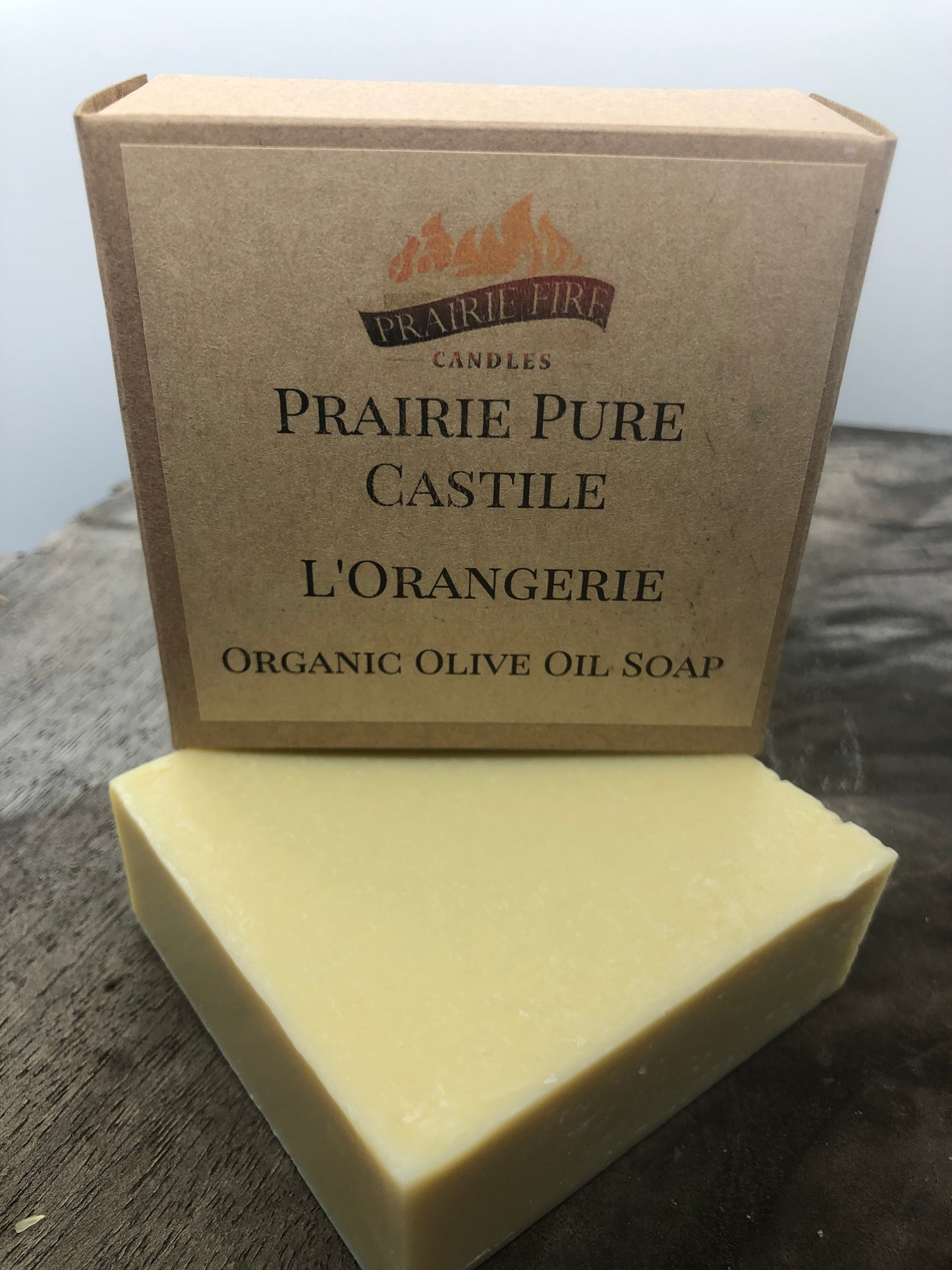 L'Orangerie Real Castile Organic Olive Oil Soap for Sensitive Skin - Dye Free - 100% Certified Organic Extra Virgin Olive Oil - Prairie Fire Candles