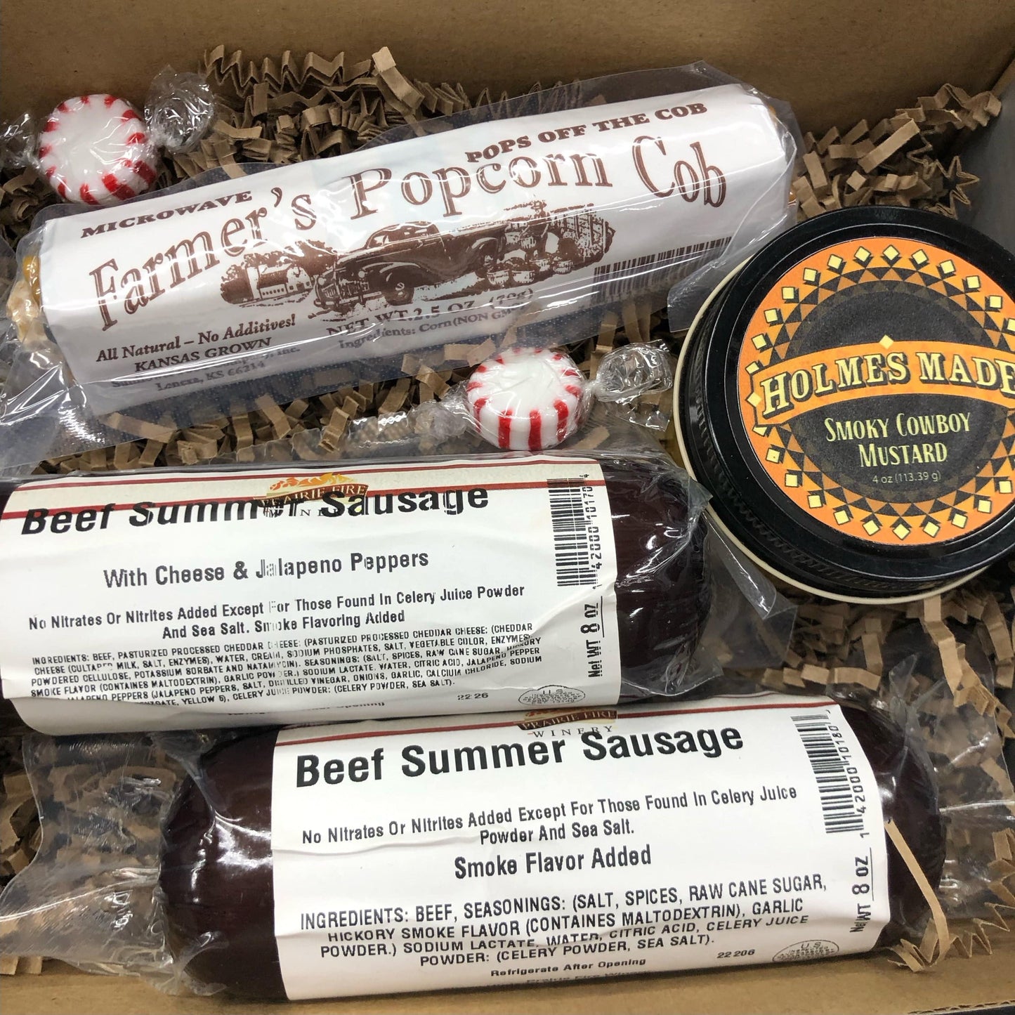 The Kansan - Kansas Beef Summer Sausage Gift Box - Basket - Prairie Fire Candles