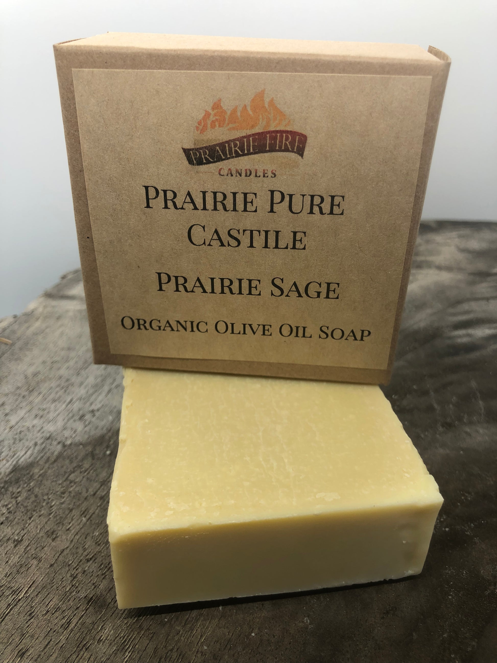 Prairie Sage Real Castile Organic Olive Oil Soap for Sensitive Skin - Dye Free - 100% Certified Organic Extra Virgin Olive Oil - Prairie Fire Candles