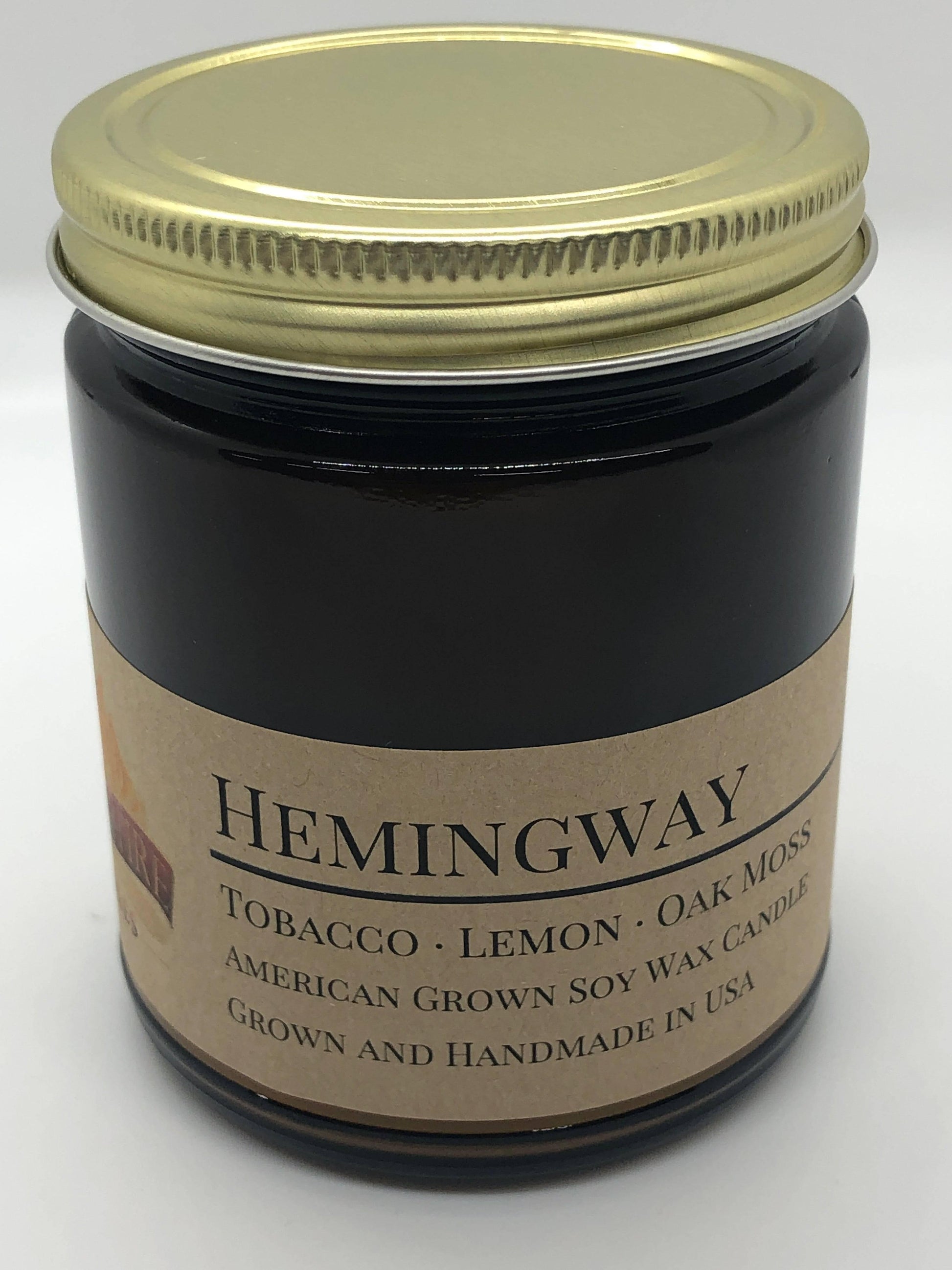 Hemingway Soy Wax Candle | 9 oz Amber Apothecary Jar - Prairie Fire Candles