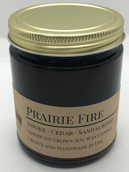 Prairie Fire Soy Wax Candle | 9 oz Amber Apothecary Jar - Prairie Fire Candles