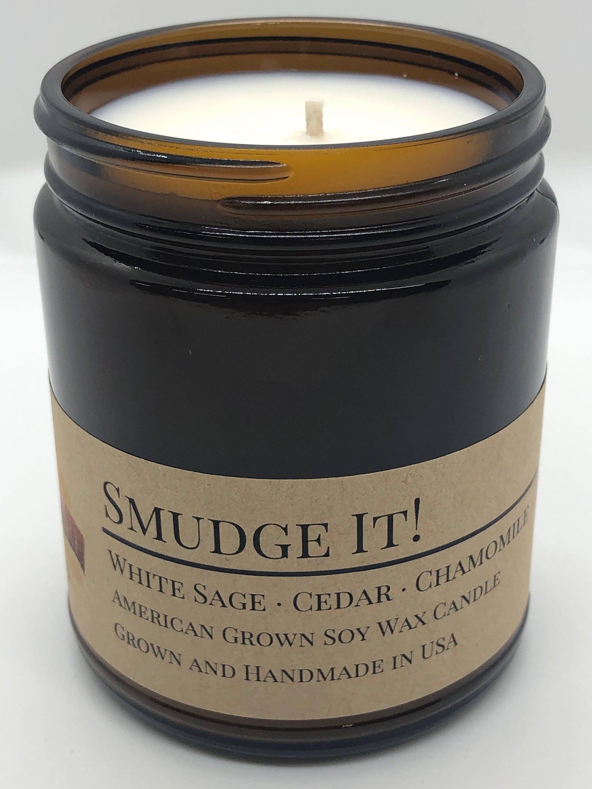 Smudge It! Soy Wax Candle | 9 oz Amber Apothecary Jar - Prairie Fire Candles