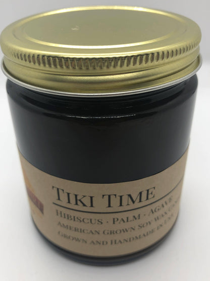 Tiki Time Soy Wax Candle | 9 oz Amber Apothecary Jar - Prairie Fire Candles