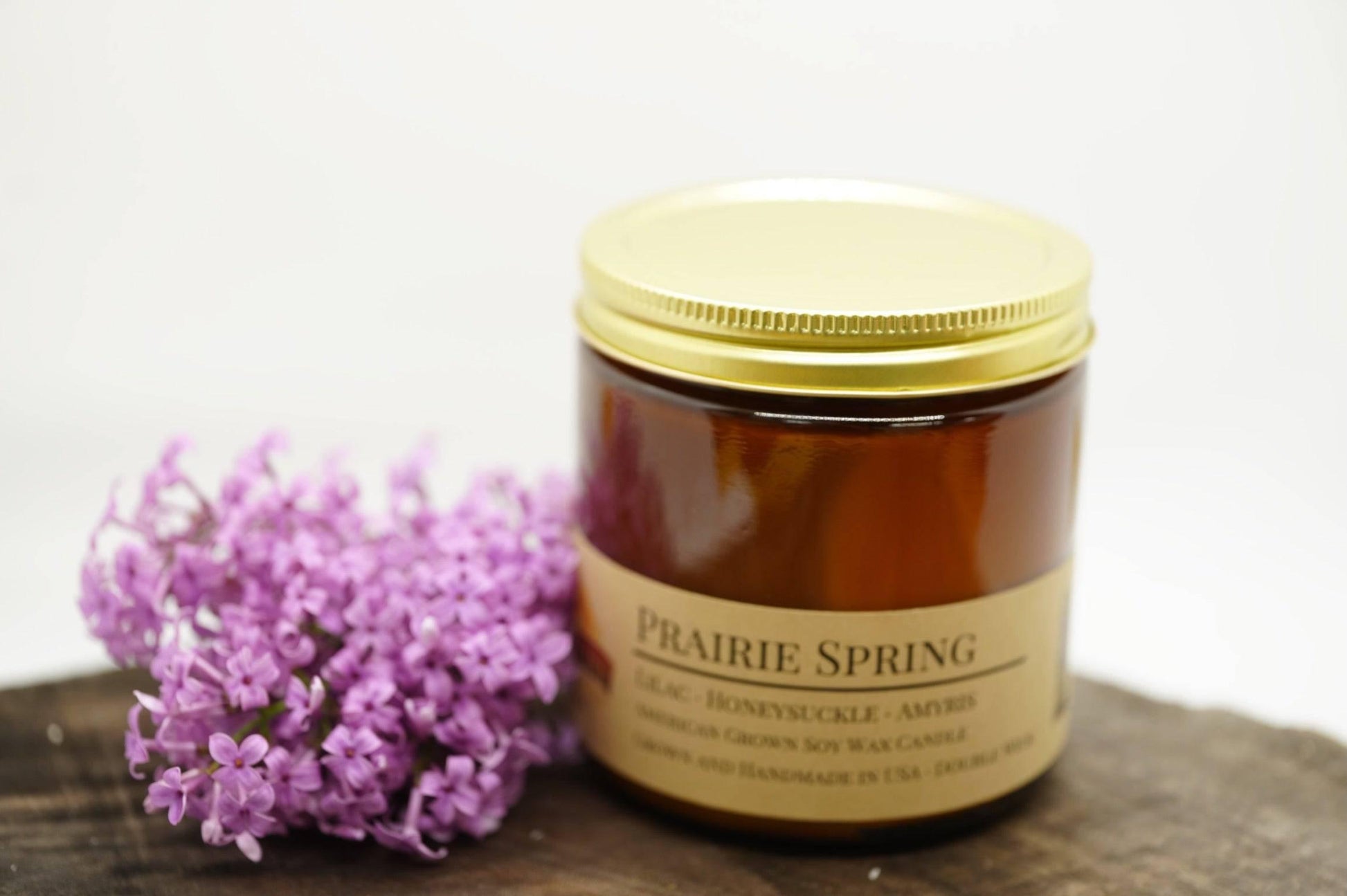Prairie Spring Soy Wax Candle | 16 oz Double Wick Amber Apothecary Jar - Prairie Fire Candles