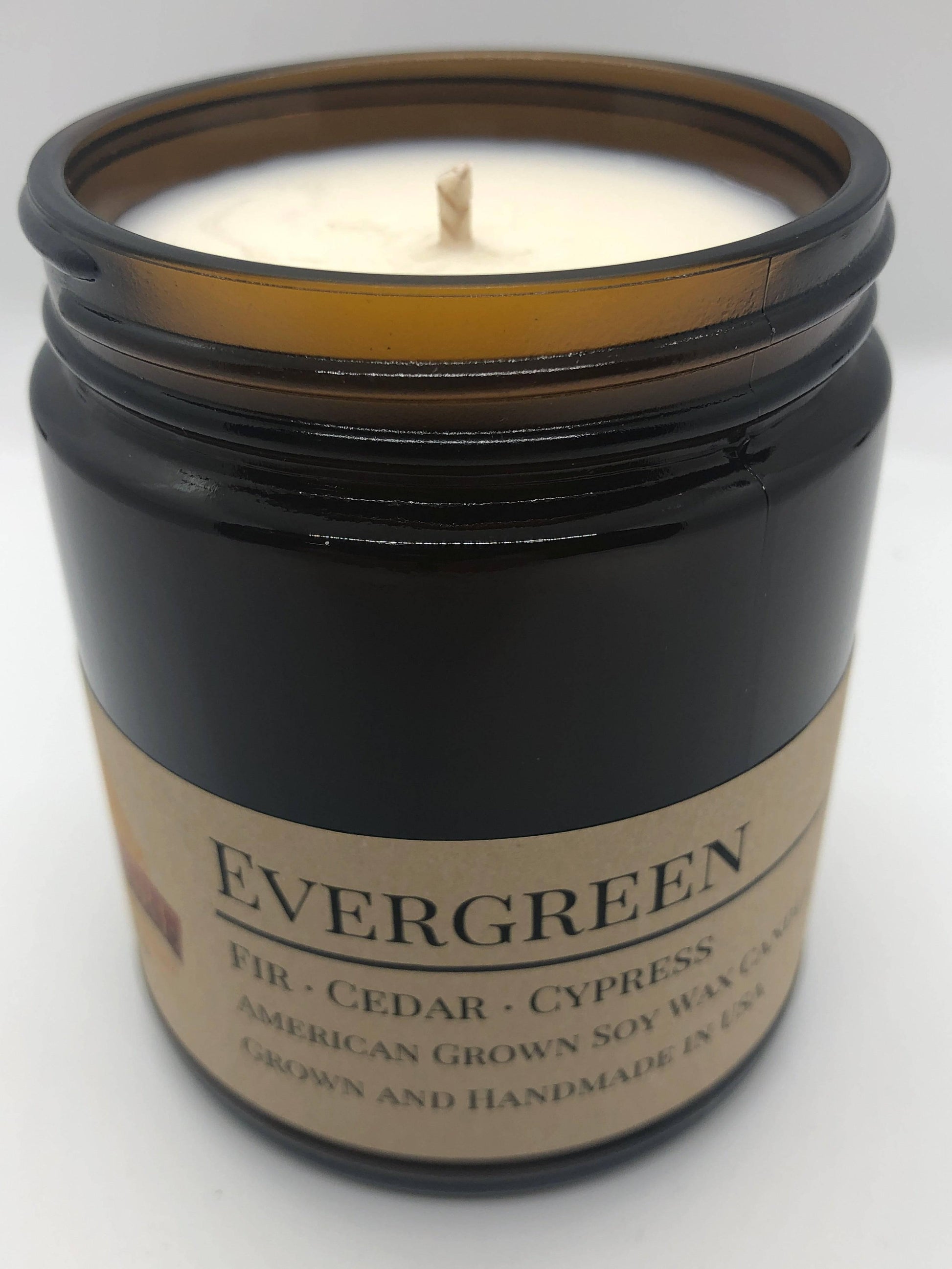 Evergreen Soy Wax Candle | 9 oz Amber Apothecary Jar - Prairie Fire Candles