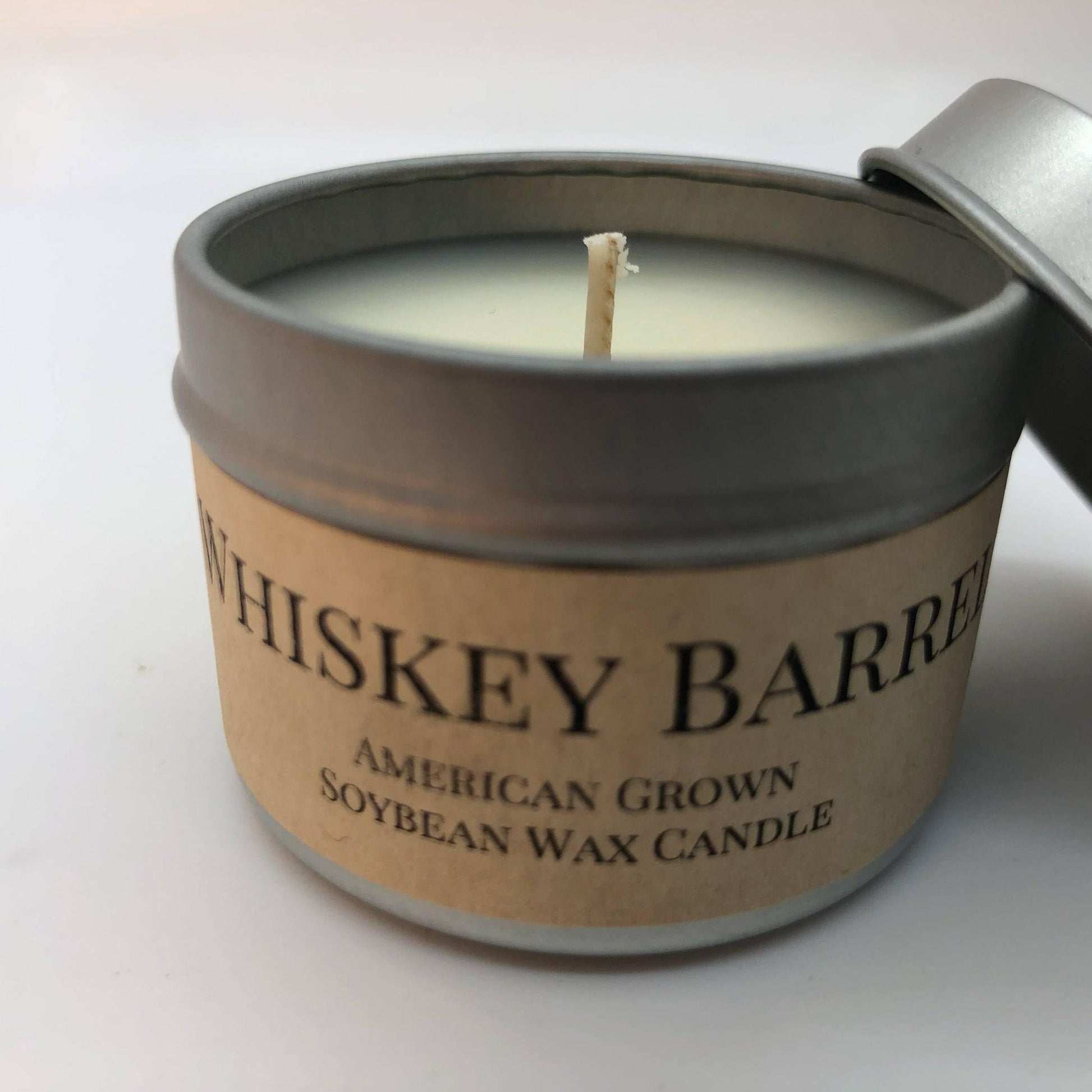 Whiskey Barrel Soy Wax Candle | 2 oz Travel Tin - Prairie Fire Candles