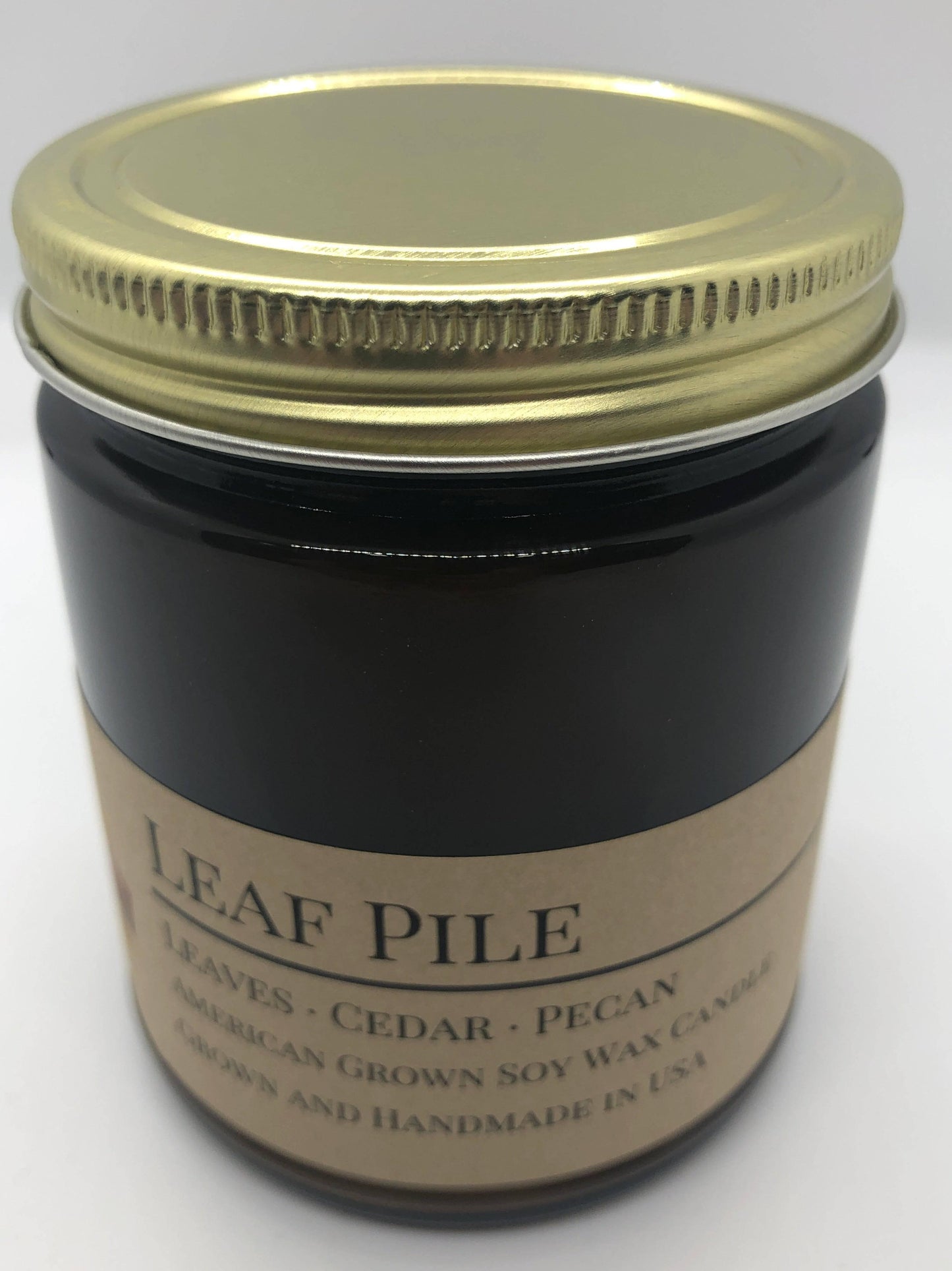 Leaf Pile Soy Wax Candle | 9 oz Amber Apothecary Jar - Prairie Fire Candles