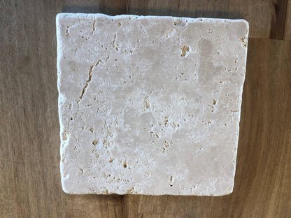Travertine Marble Candle Coaster - Surface Protector - Prairie Fire Candles