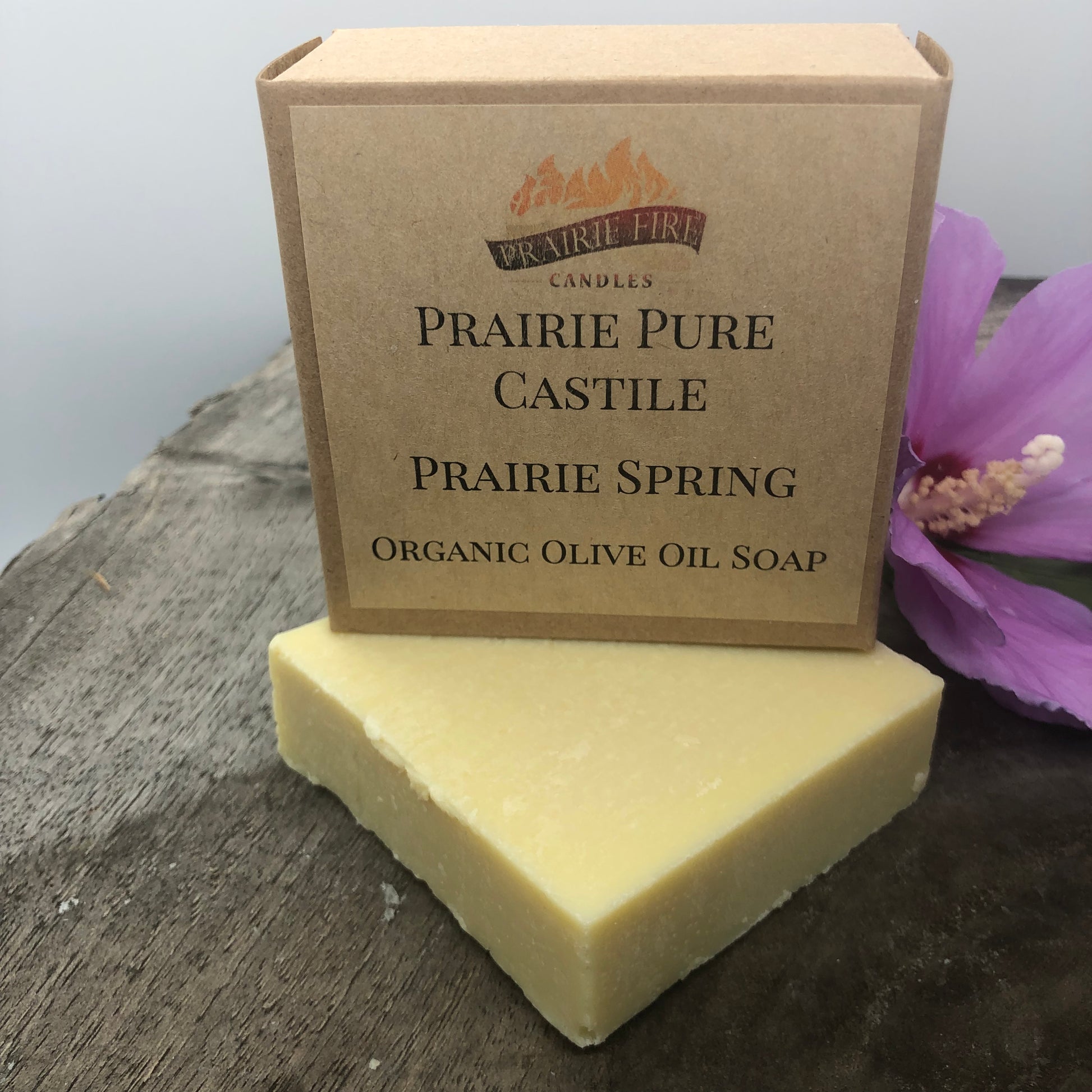 Prairie Spring Real Castile Organic Olive Oil Soap for Sensitive Skin - Dye Free - 100% Certified Organic Extra Virgin Olive Oil - Prairie Fire Candles