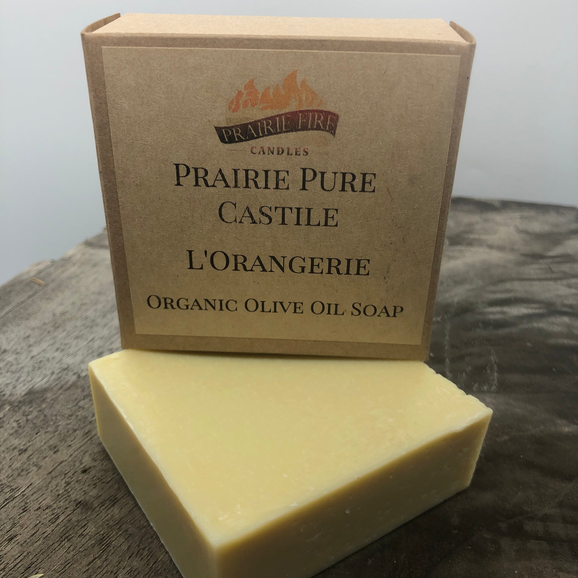 L'Orangerie Real Castile Organic Olive Oil Soap for Sensitive Skin - Dye Free - 100% Certified Organic Extra Virgin Olive Oil - Prairie Fire Candles