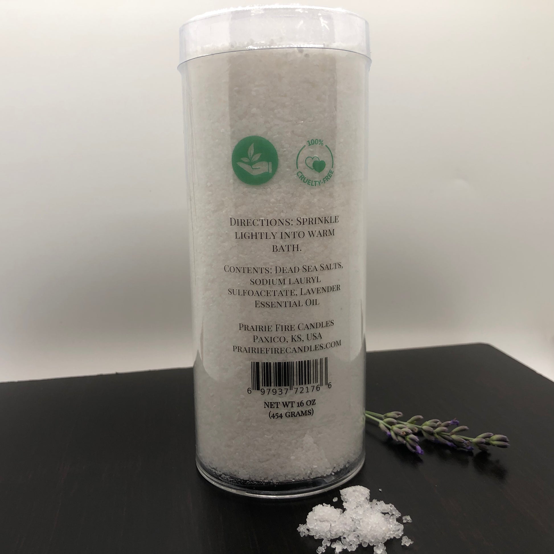 Lavender Dead Sea Bath Salts - 16oz (Prairie Lavender) - Prairie Fire Candles