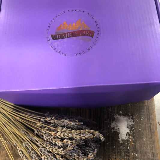 Lavender Lovers Soothe Pain Gel Luxury Gift Set Box - Kansas Gift Basket - Prairie Fire Candles