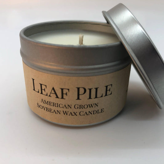 Leaf Pile Soy Wax Candle | 2 oz Travel Tin - Prairie Fire Candles