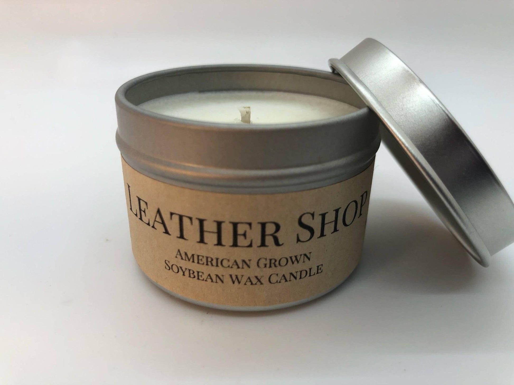 Leather Shop Soy Wax Candle | 2 oz Travel Tin - Prairie Fire Candles