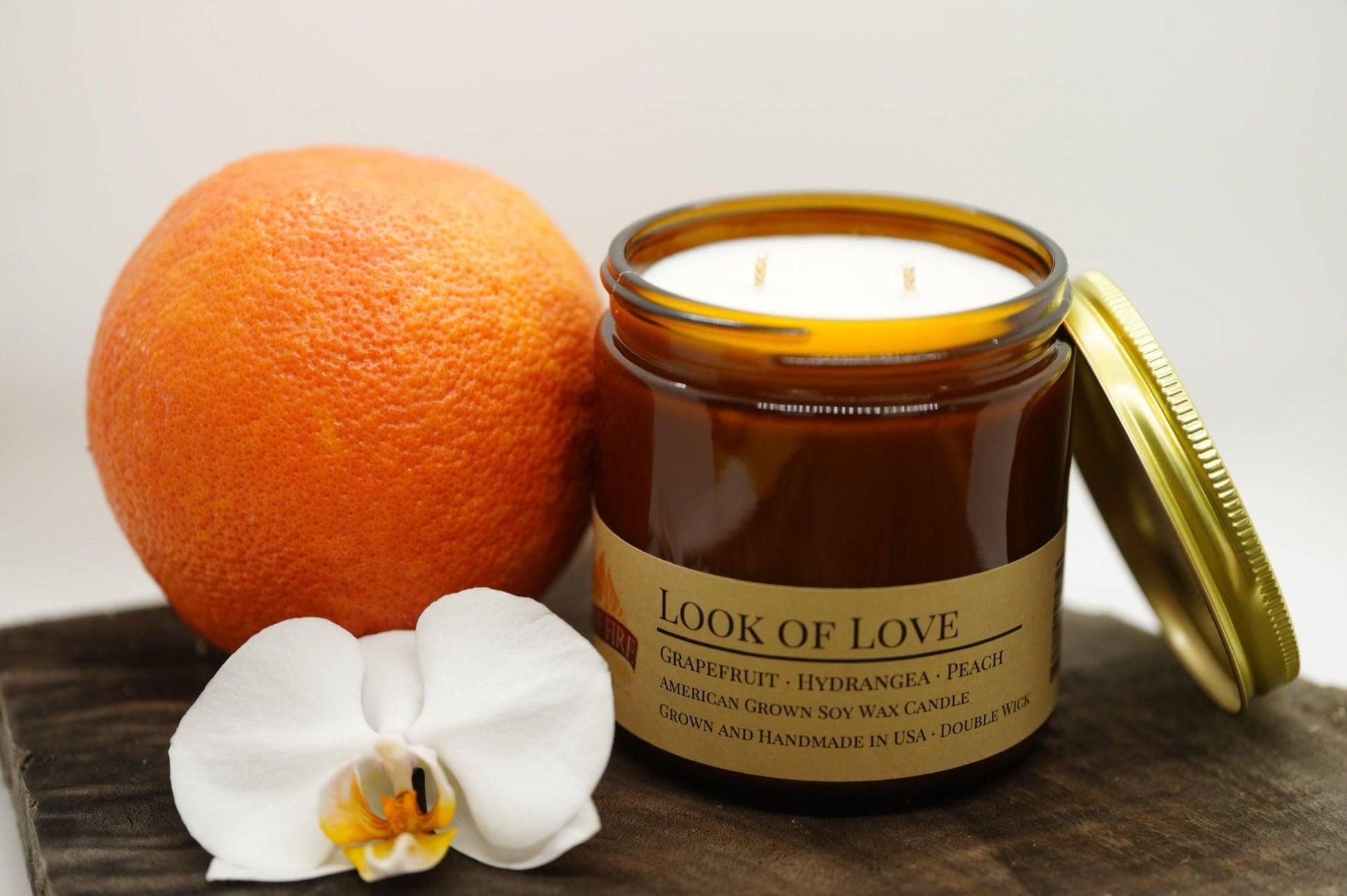 Look of Love Soy Wax Candle | 16 oz Double Wick Amber Apothecary Jar - Prairie Fire Candles