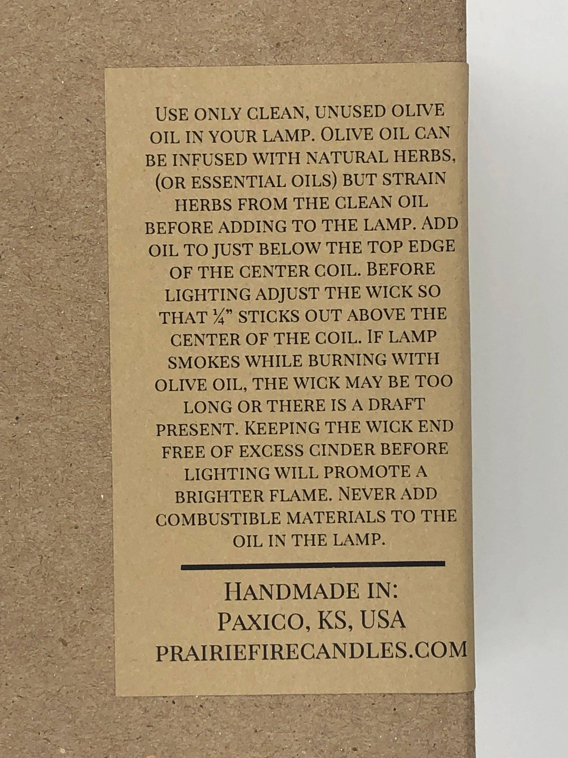 Olive Oil Candle Lamp - Prairie Fire Candles