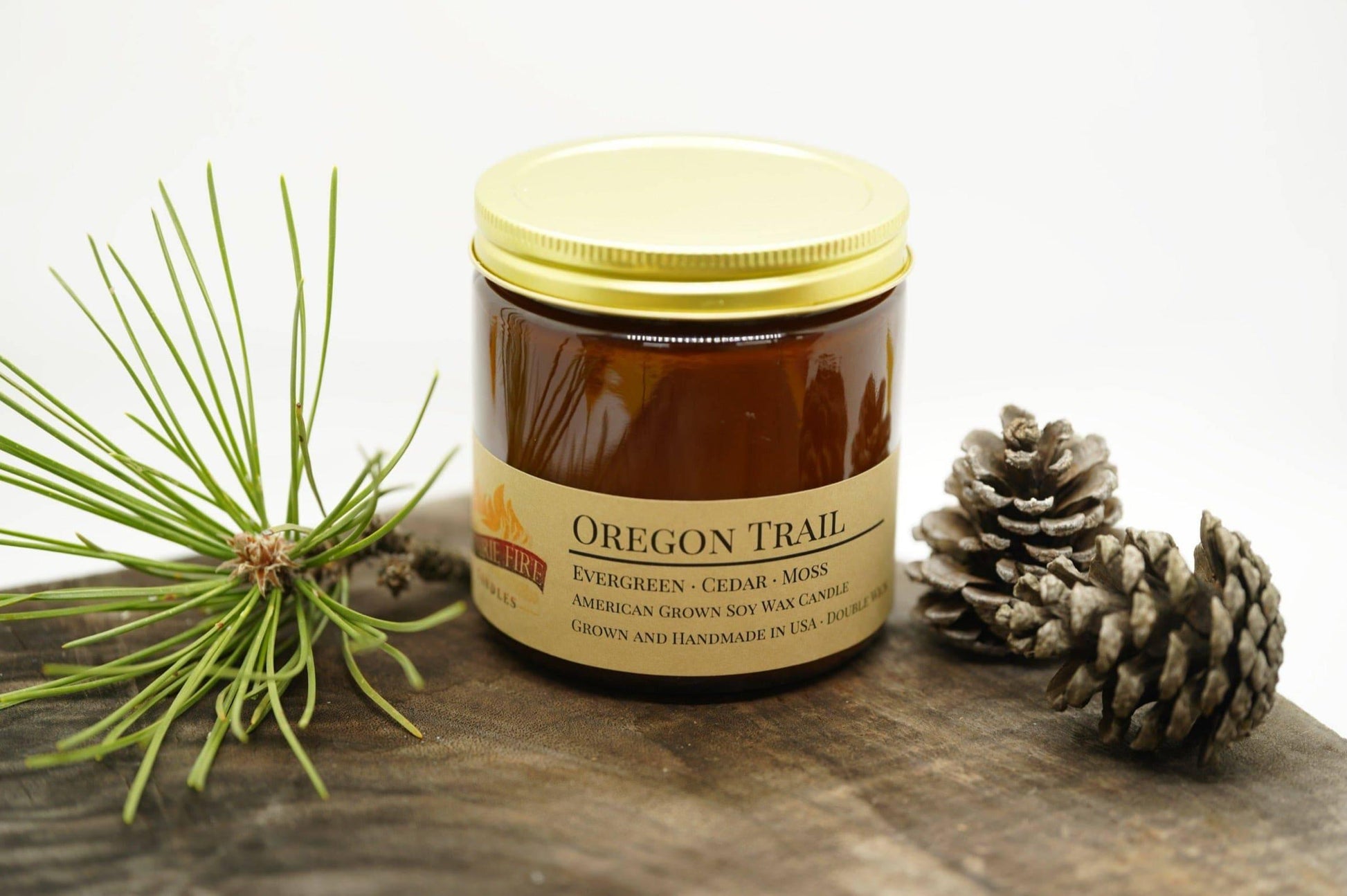 Oregon Trail Soy Wax Candle | 16 oz Double Wick Amber Apothecary Jar - Prairie Fire Candles