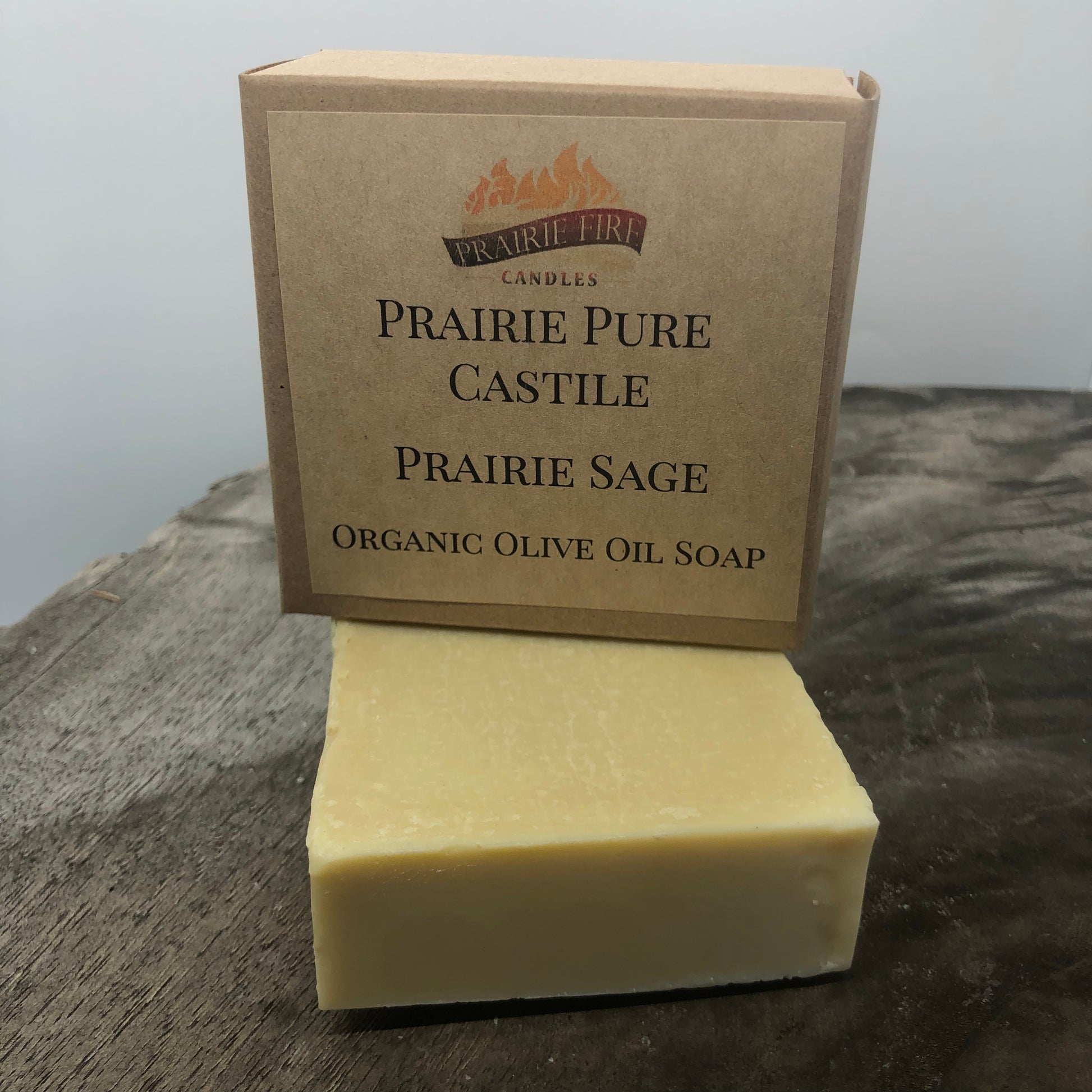 Prairie Sage Real Castile Organic Olive Oil Soap for Sensitive Skin - Dye Free - 100% Certified Organic Extra Virgin Olive Oil - Prairie Fire Candles