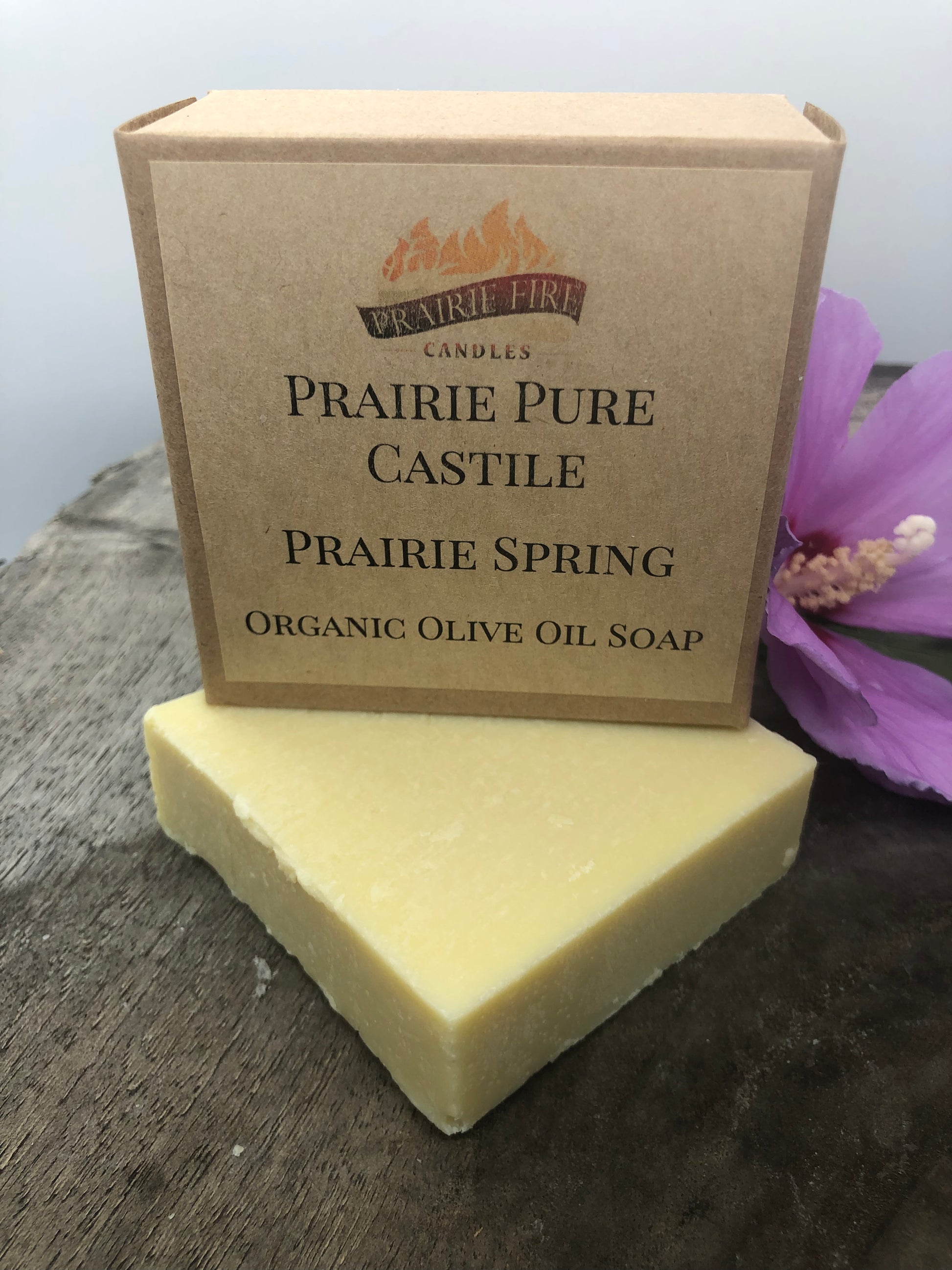 Prairie Spring Real Castile Organic Olive Oil Soap for Sensitive Skin - Dye Free - 100% Certified Organic Extra Virgin Olive Oil - Prairie Fire Candles