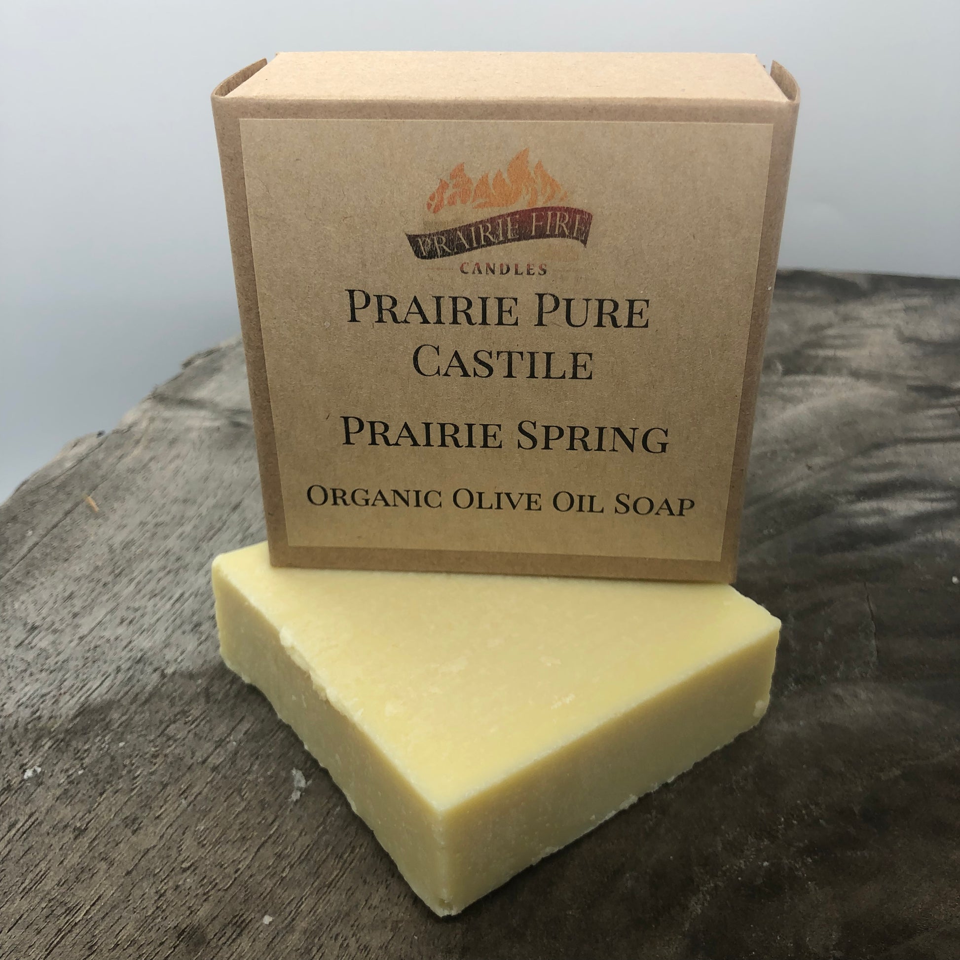 Prairie Spring Real Castile Organic Olive Oil Soap for Sensitive Skin - Dye Free - 100% Certified Organic Extra Virgin Olive Oil - Prairie Fire Candles