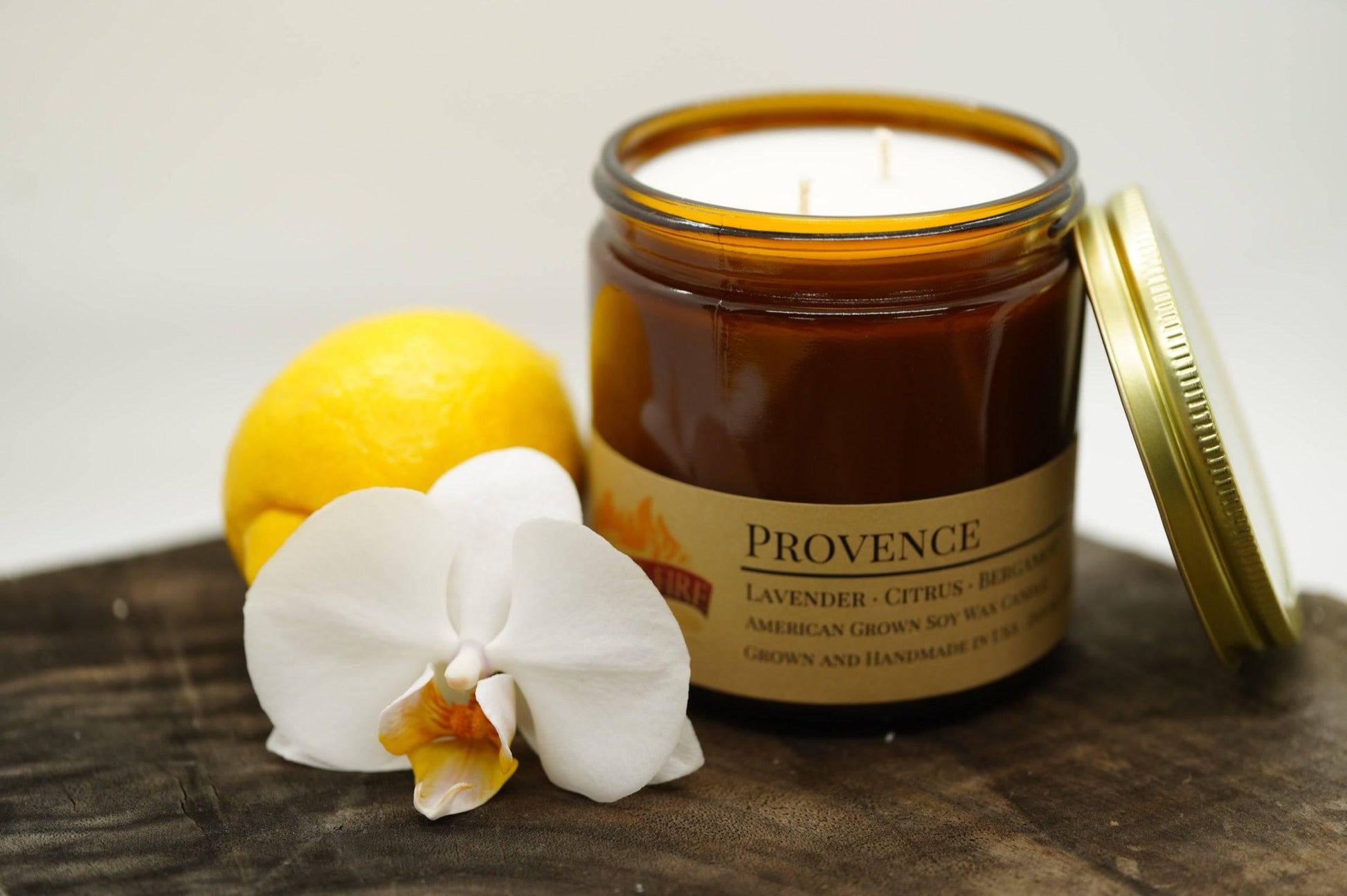 Provence (Lavender) Soy Wax Candle | 16 oz Double Wick Amber Apothecary Jar - Prairie Fire Candles