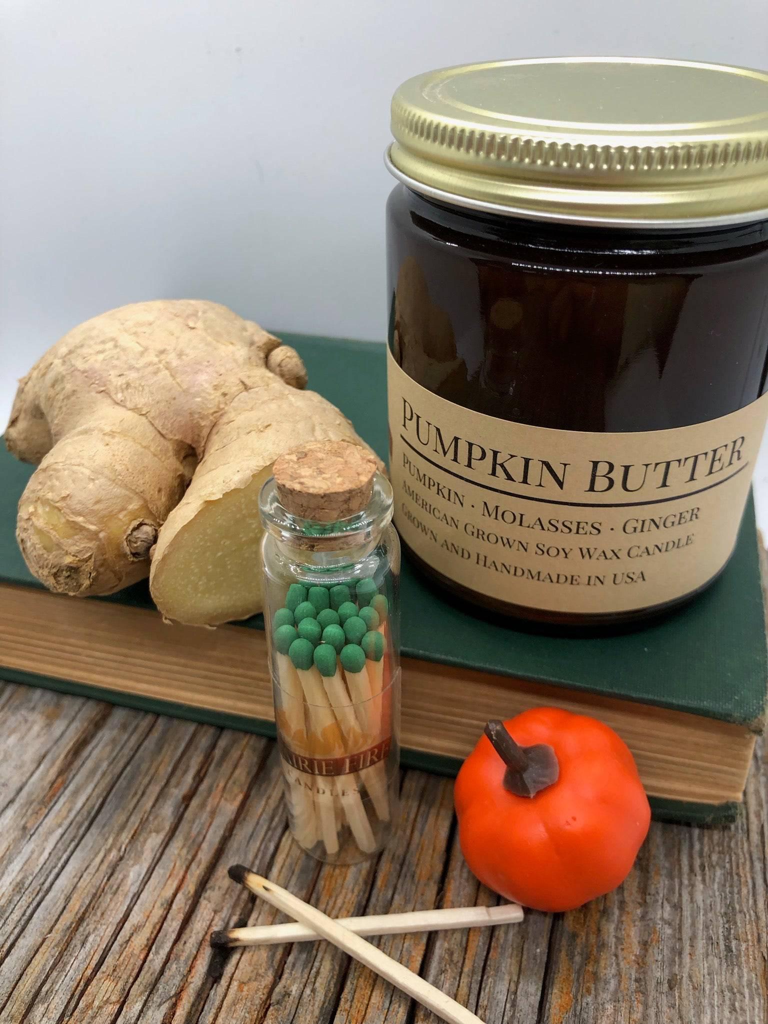 Pumpkin Butter Soy Wax Candle | 9 oz Amber Apothecary Jar - Prairie Fire Candles