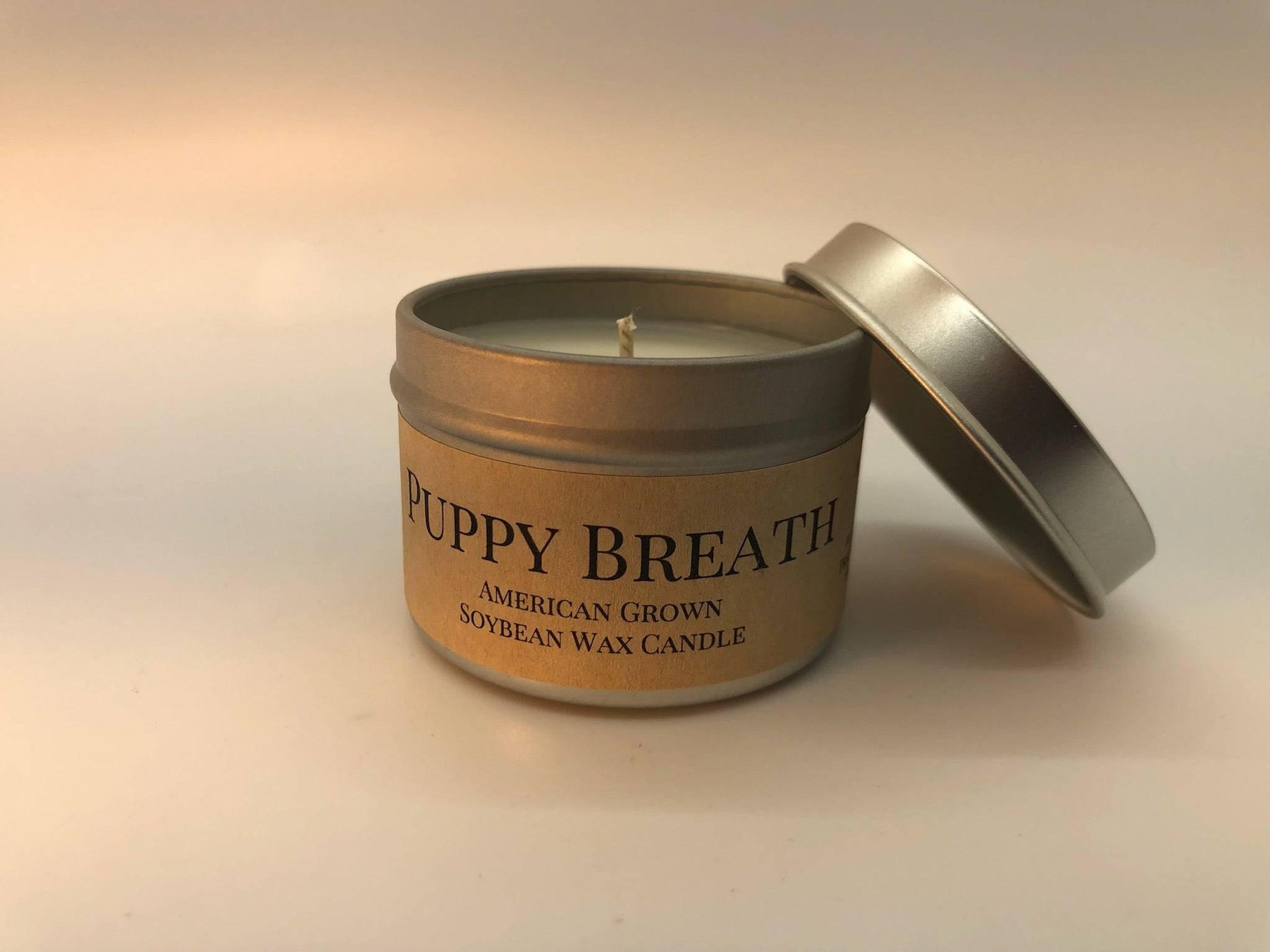 Puppy Breath Soy Wax Candle | 2 oz Travel Tin - Prairie Fire Candles