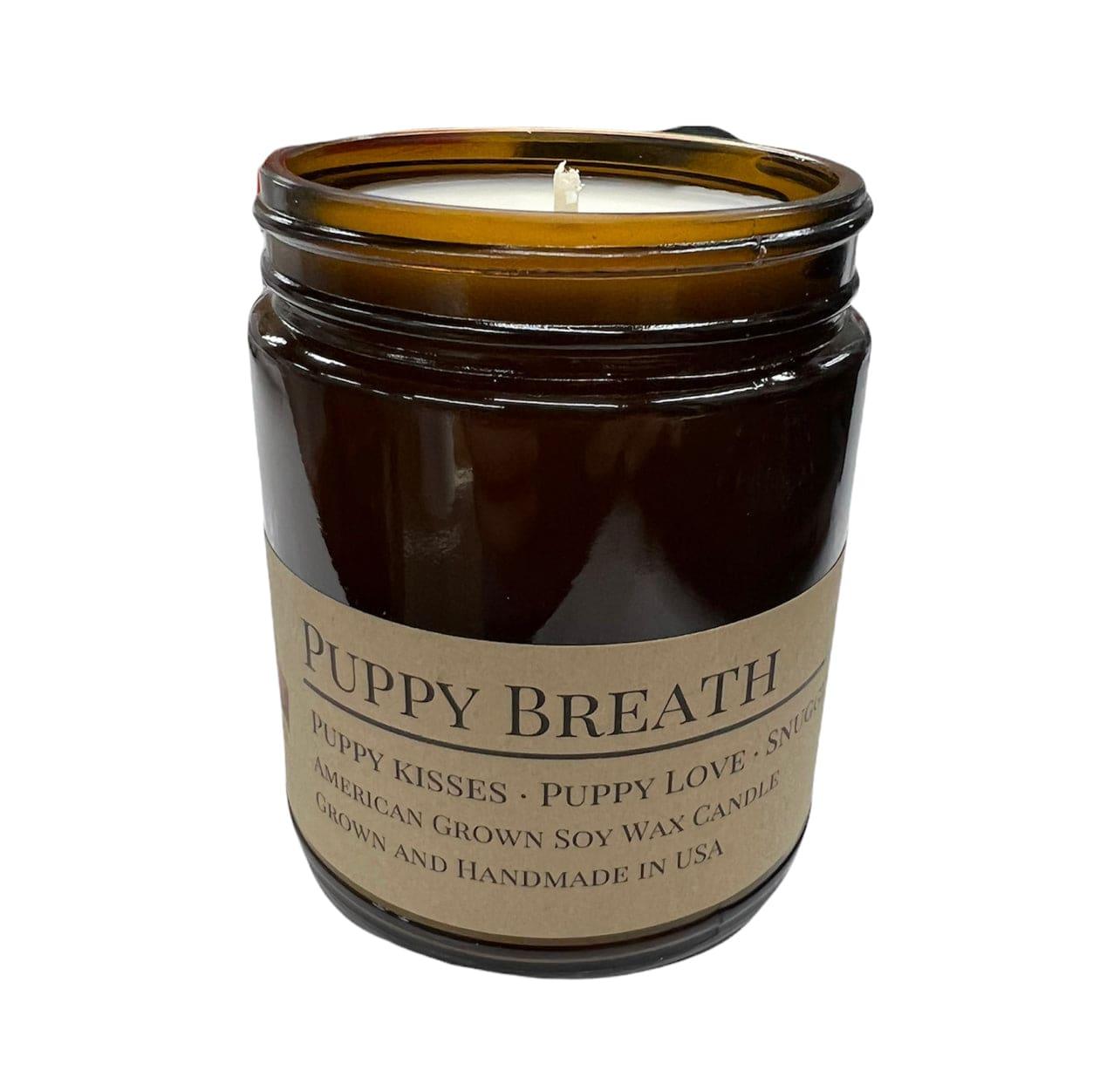 Puppy Breath Soy Wax Candle | 9 oz Amber Apothecary Jar - Prairie Fire Candles