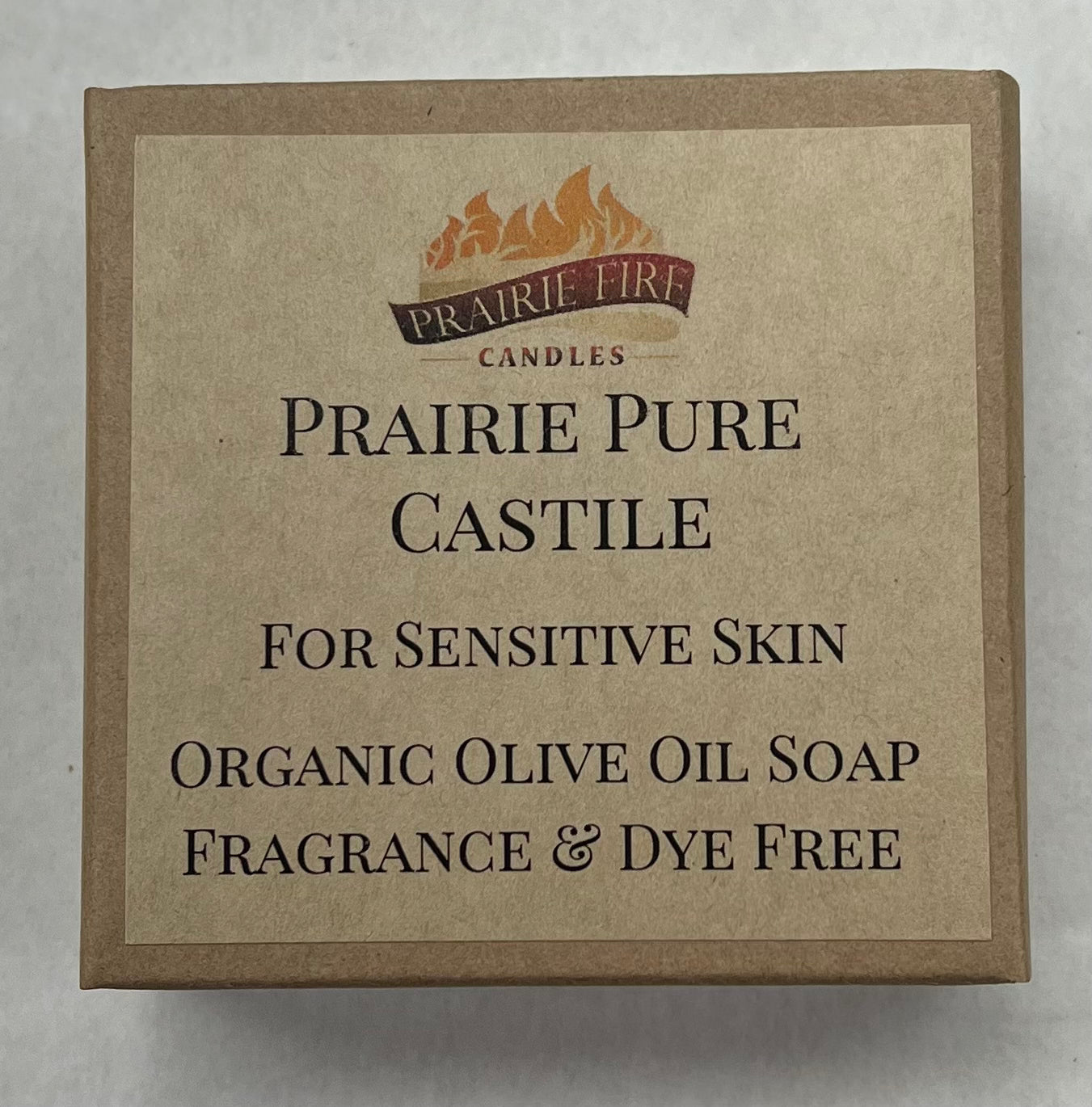 Pure Real  Castile Organic Olive Oil Soap for Sensitive Skin - Fragrance Free and Dye Free - 100% Certified Organic Extra Virgin Olive Oil - Prairie Fire Candles